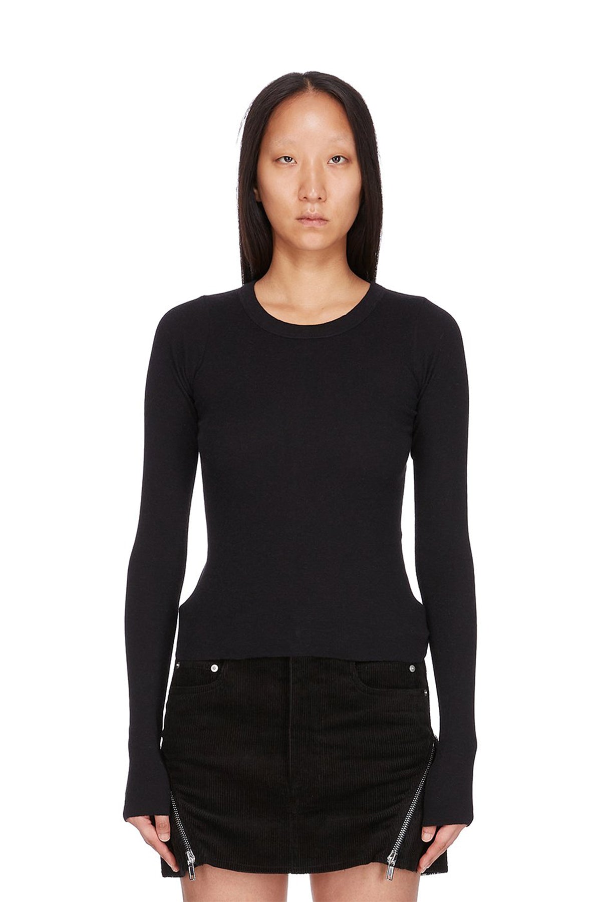 RICK OWENS | CROP RIB LONG SLEEVE TEE