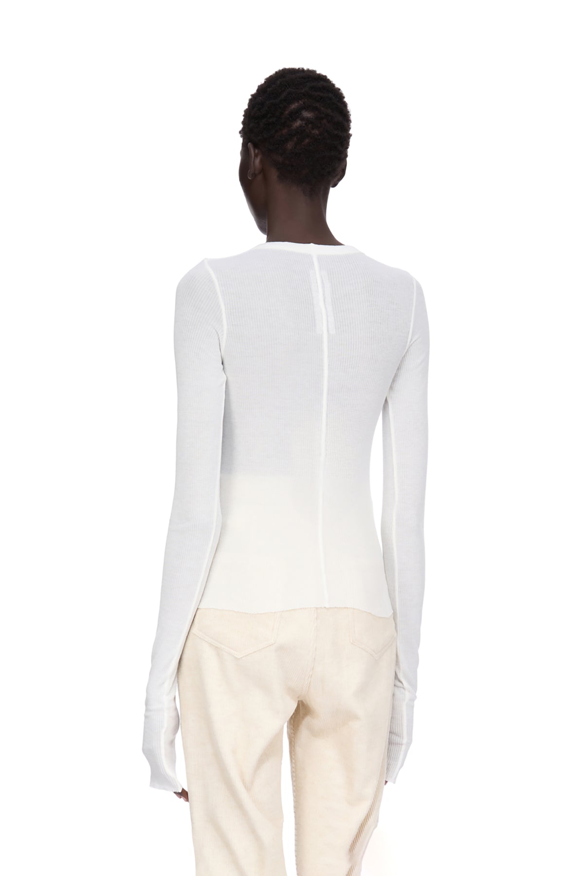 RICK OWENS | CROP RIB LONG SLEEVE TEE