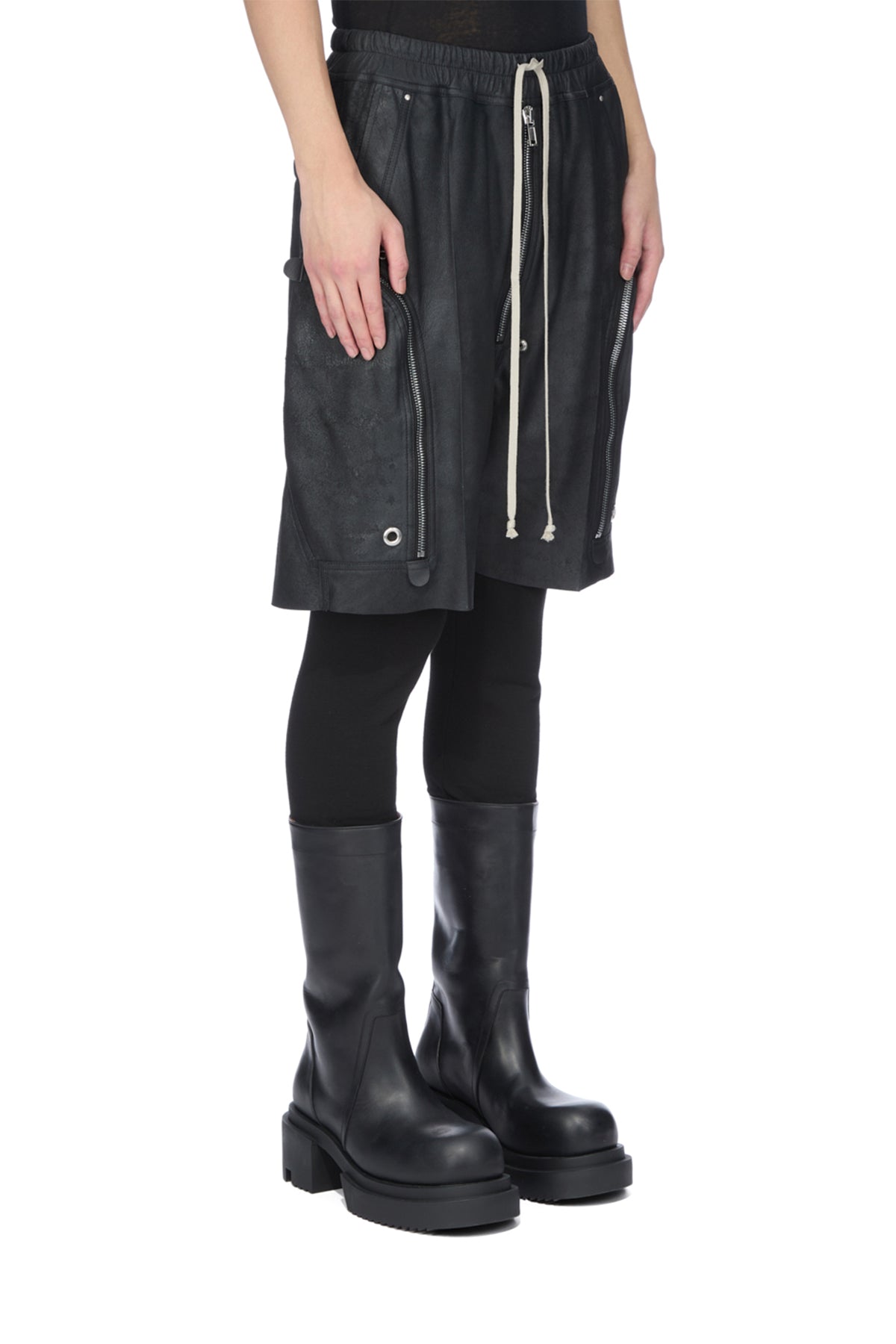 RICK OWENS | LEATHER BAUHAUS BELA SHORTS