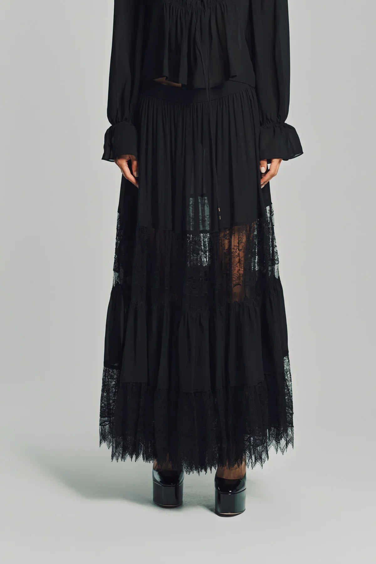 CHLOÉ | TIERED LONG SILK SKIRT