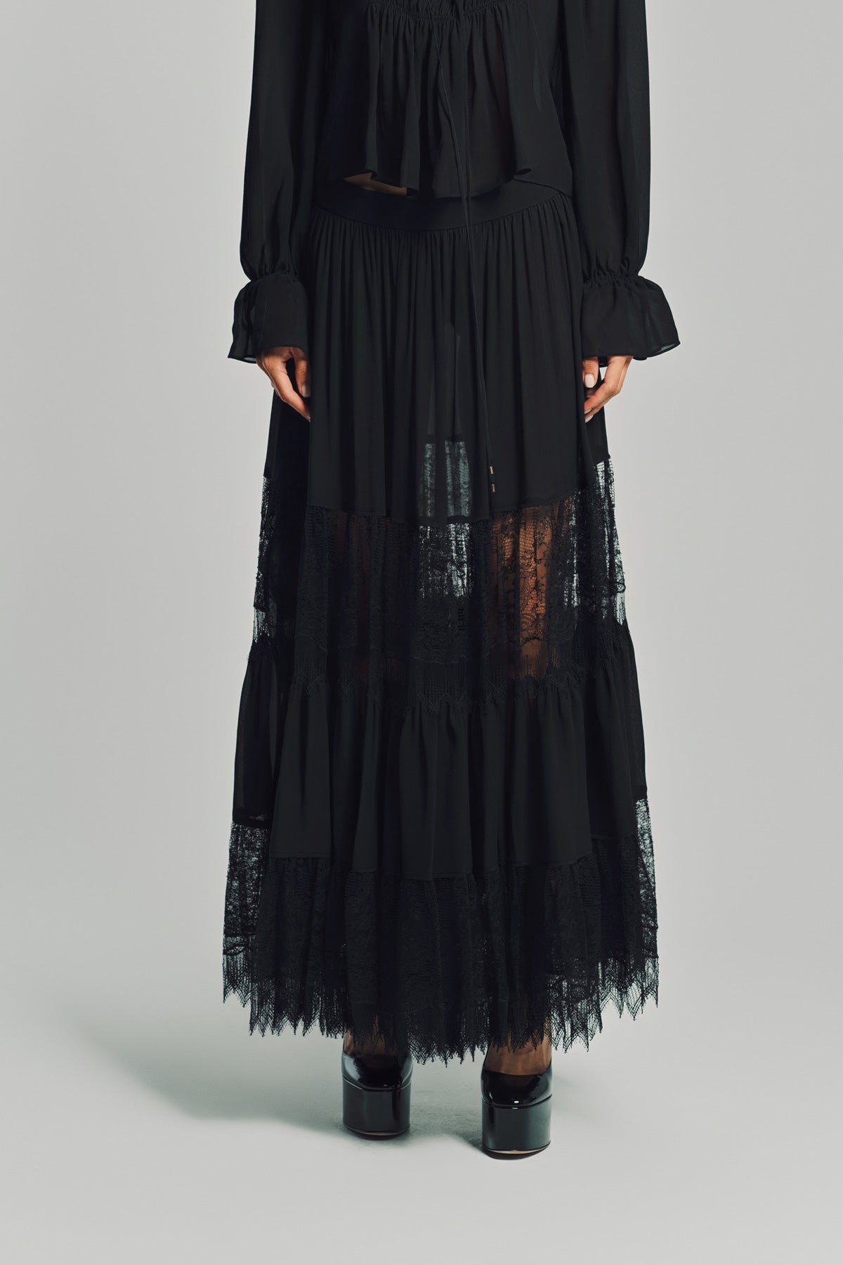 CHLOÉ | TIERED LONG SILK SKIRT