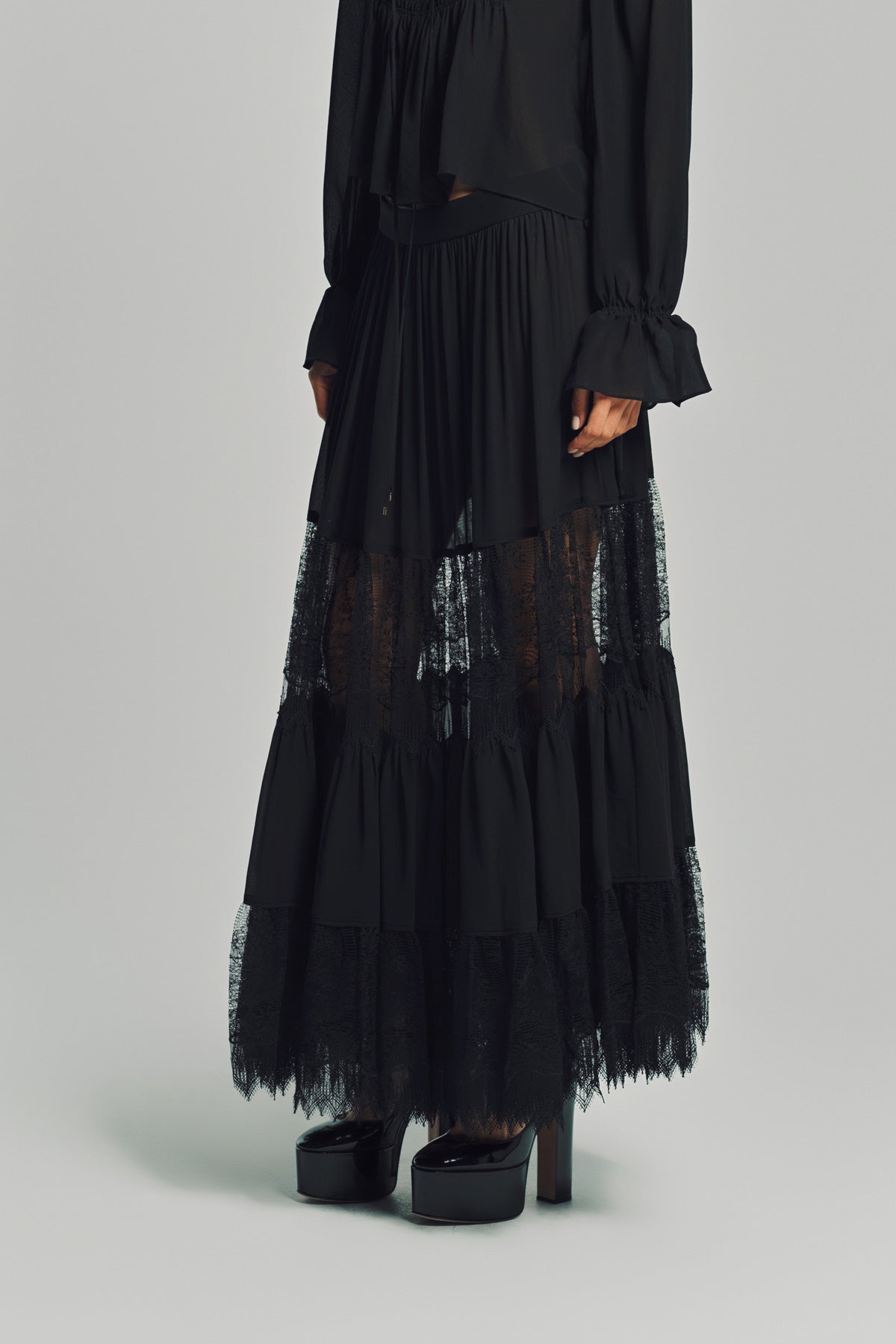 CHLOÉ | TIERED LONG SILK SKIRT