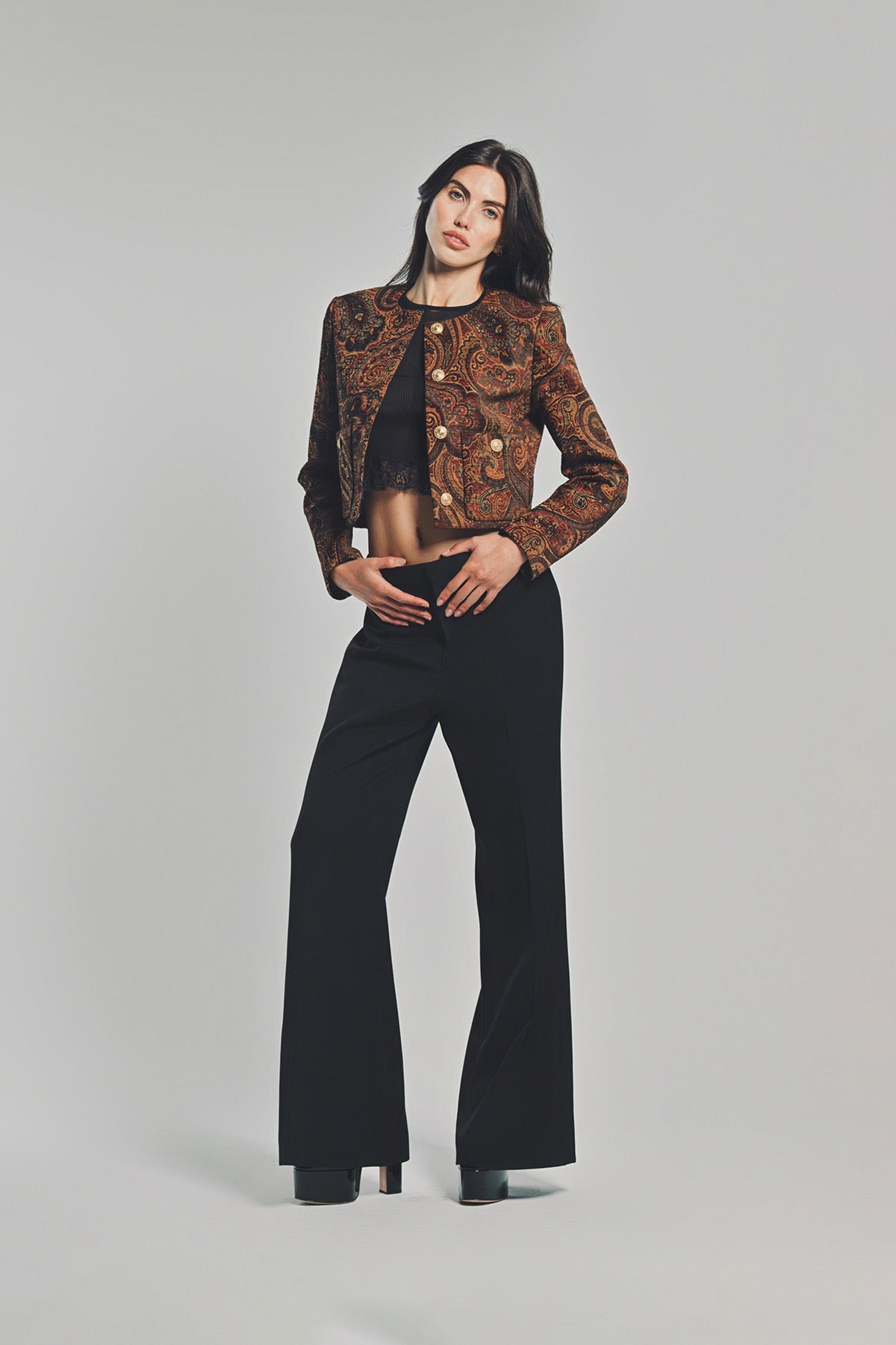 CHLOÉ | BOXY COLLARLESS JACKET IN TAPESTRY JACQUARD