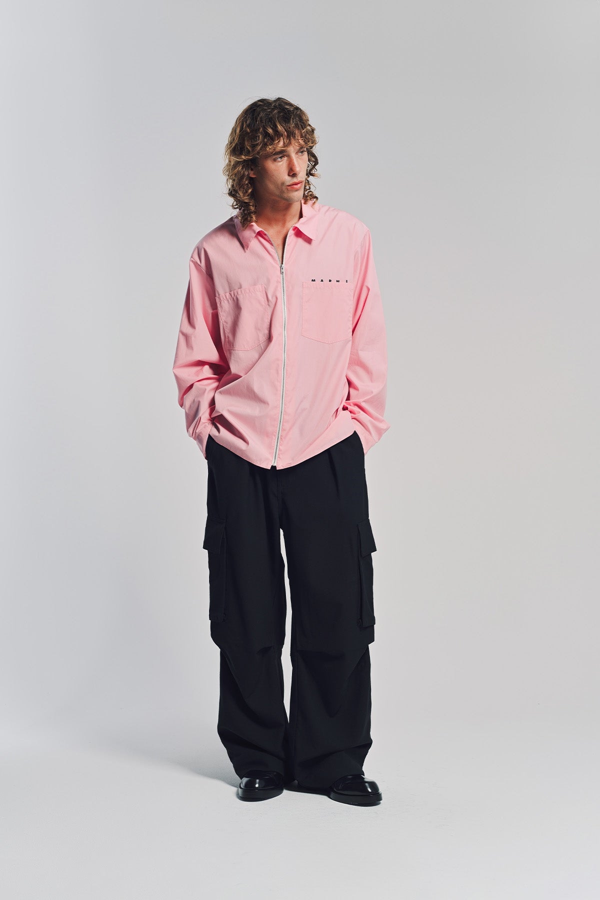 トップス PPFM layered knit shirt black pink Black pink - Oversized T-shirt