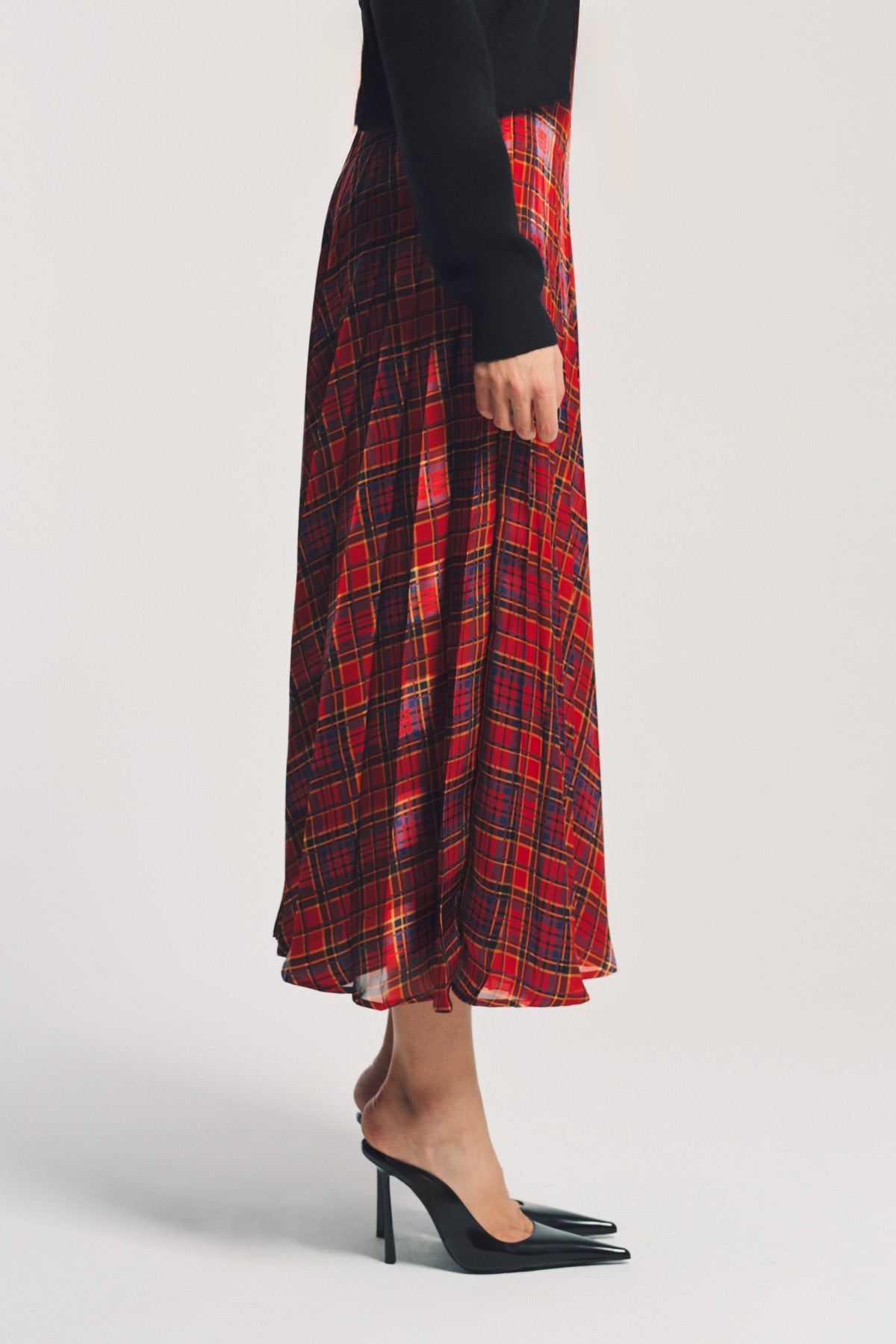 SAINT LAURENT | TARTAN PLEATED MAXI SKIRT