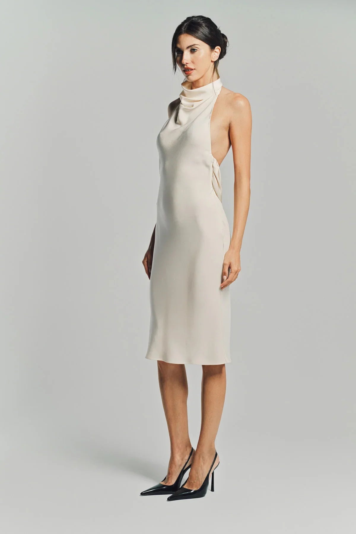 TOM FORD | HALTERNECK SILK COCKTAIL DRESS WITH OPEN BACK