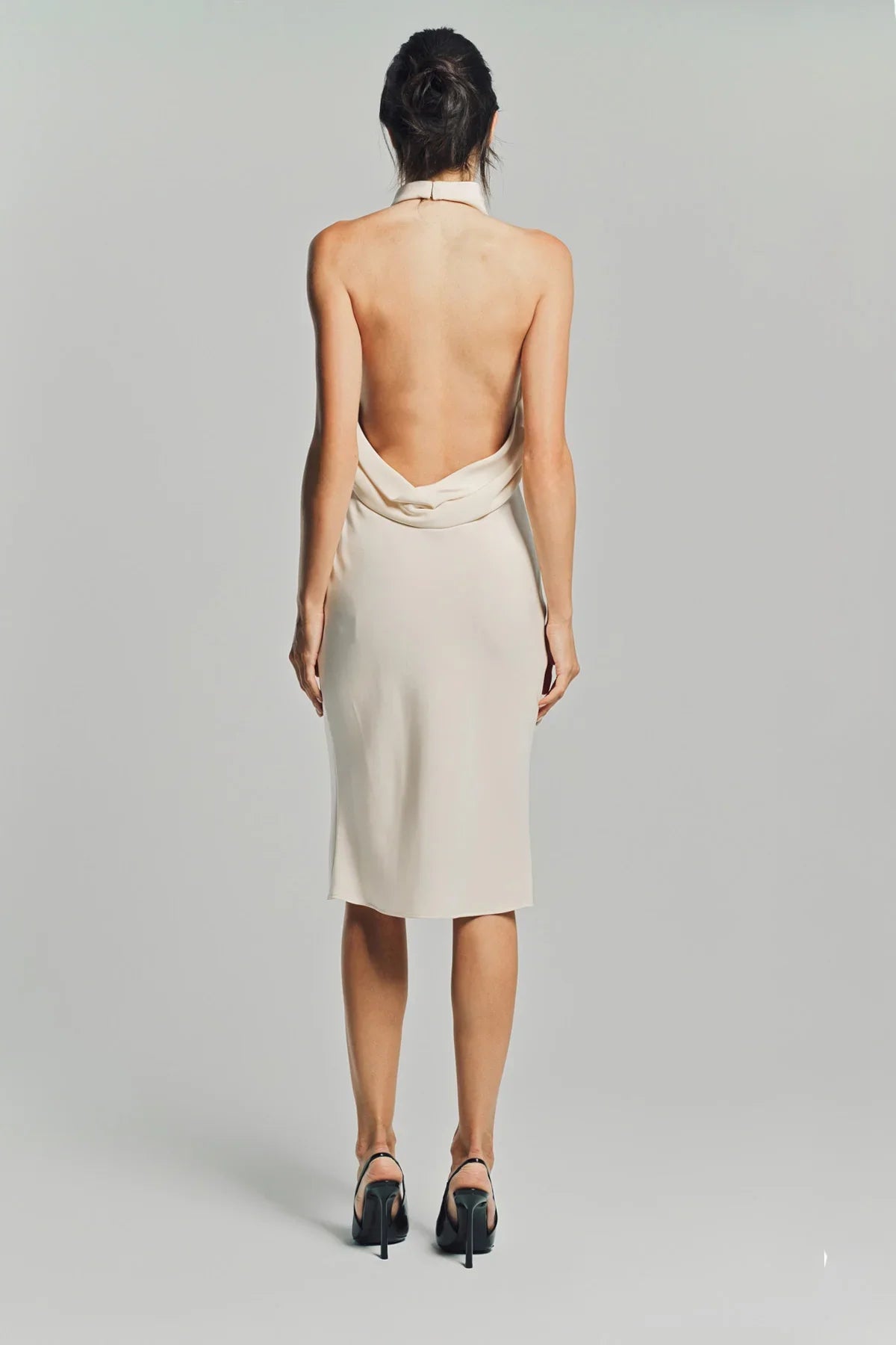 TOM FORD | HALTERNECK SILK COCKTAIL DRESS WITH OPEN BACK