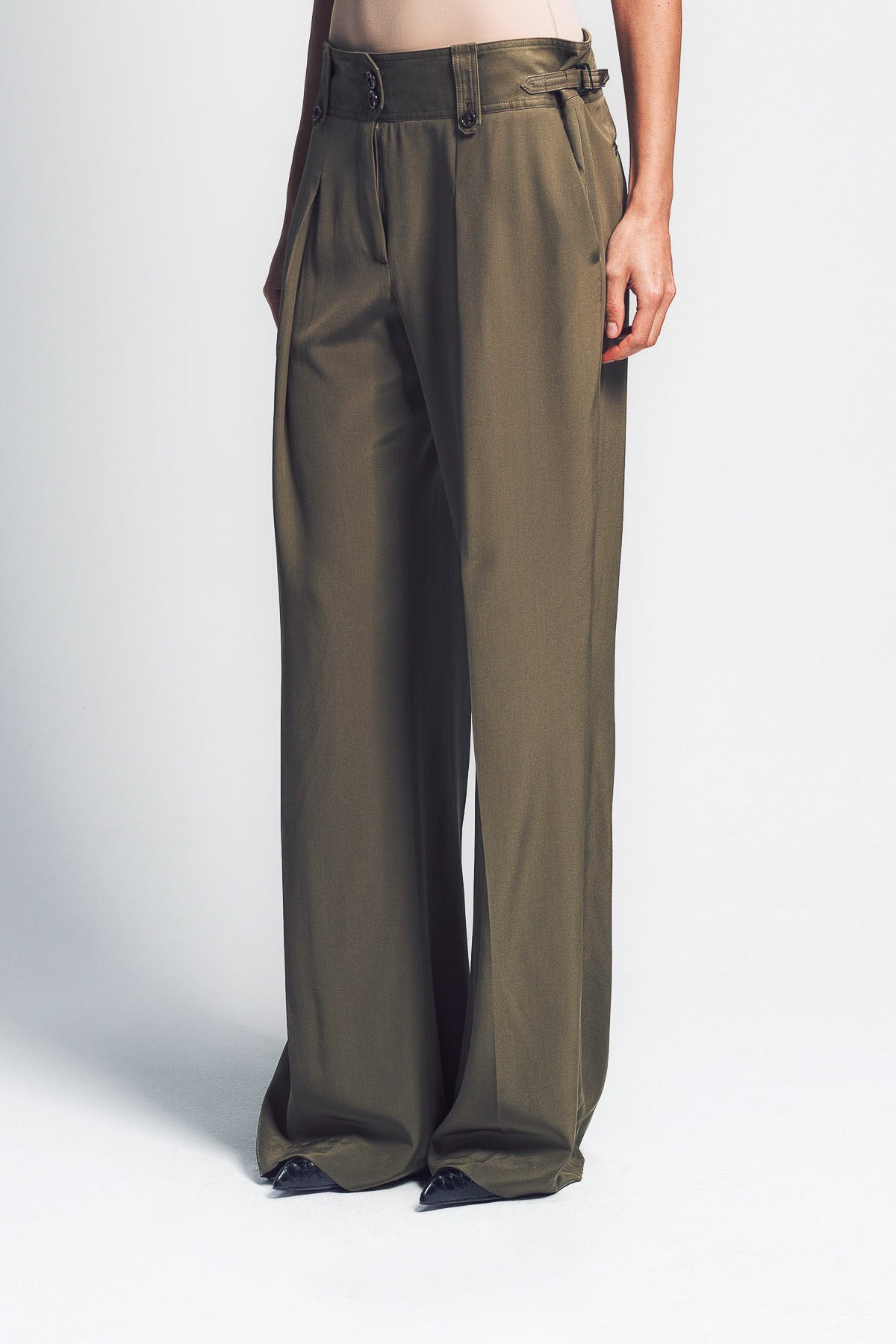 TOM FORD | PLEATED WIDE LEG SILK PANTS