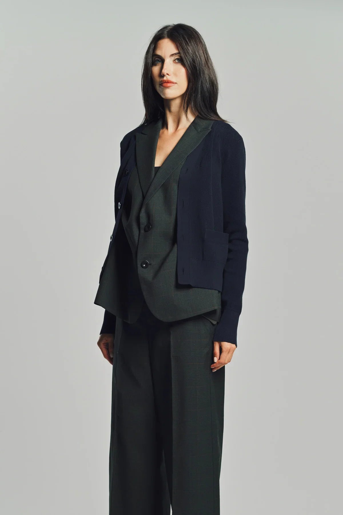 SACAI | GLEN CHECK CARDIGAN