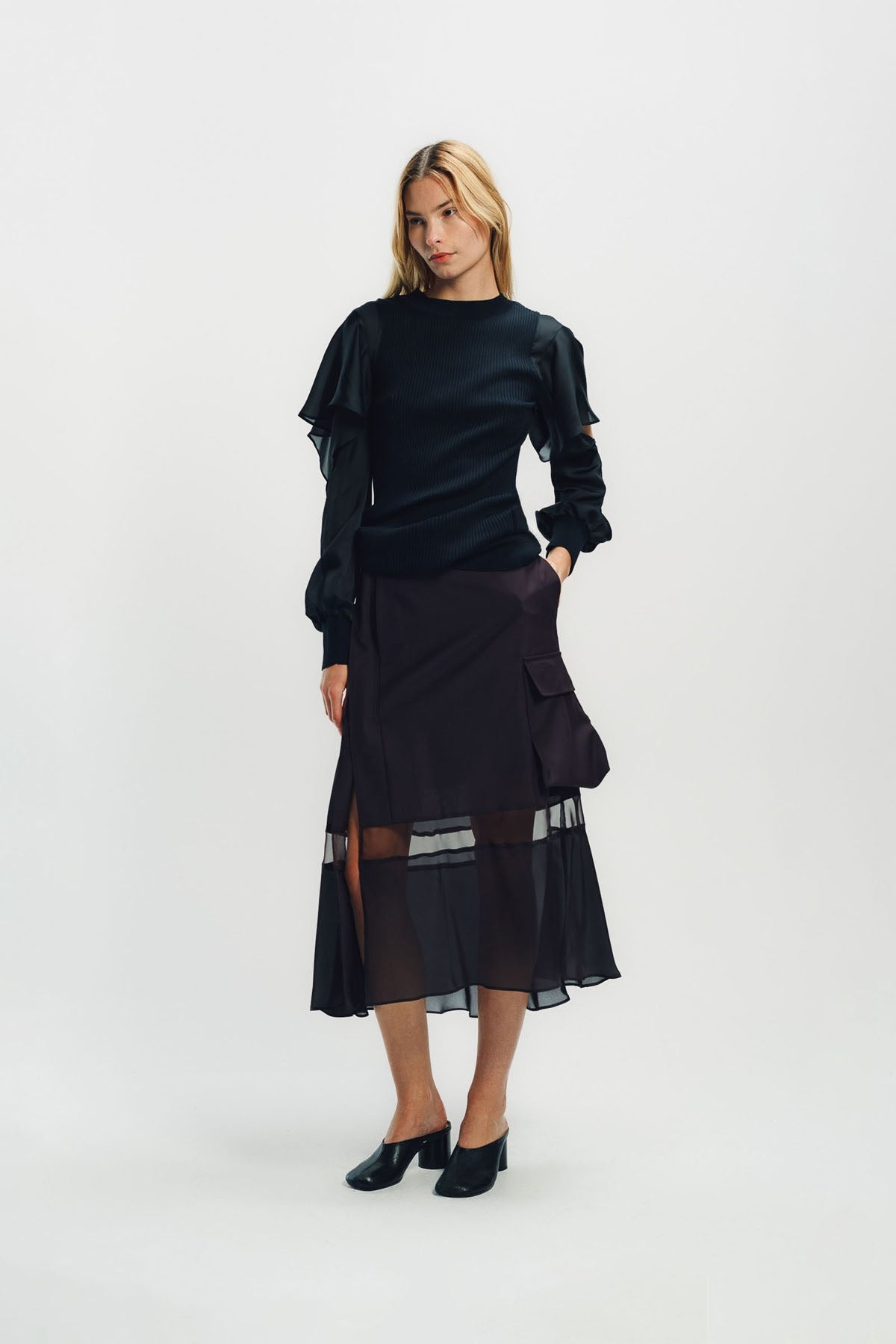 sacai Cotton Gabardine Mix Skirt スカート SACAI | SUITING MIX SKIRT