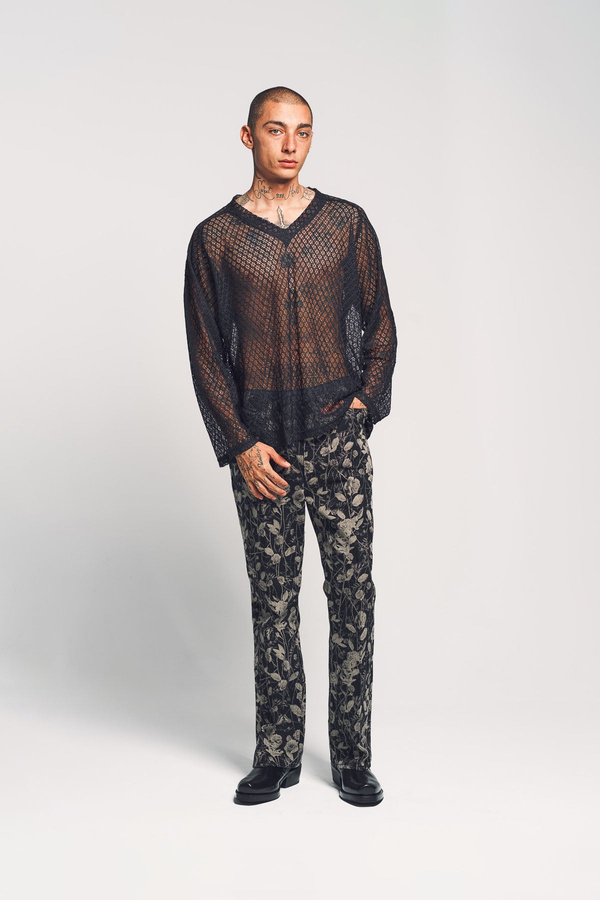 NEEDLES | ROSE PRINT BOOT-CUT JEANS