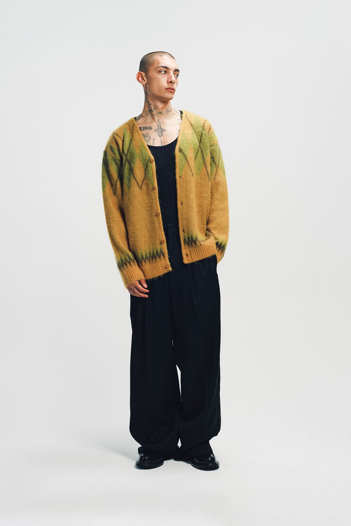 NEEDLES | ARGYLE MOHAIR CARDIGAN