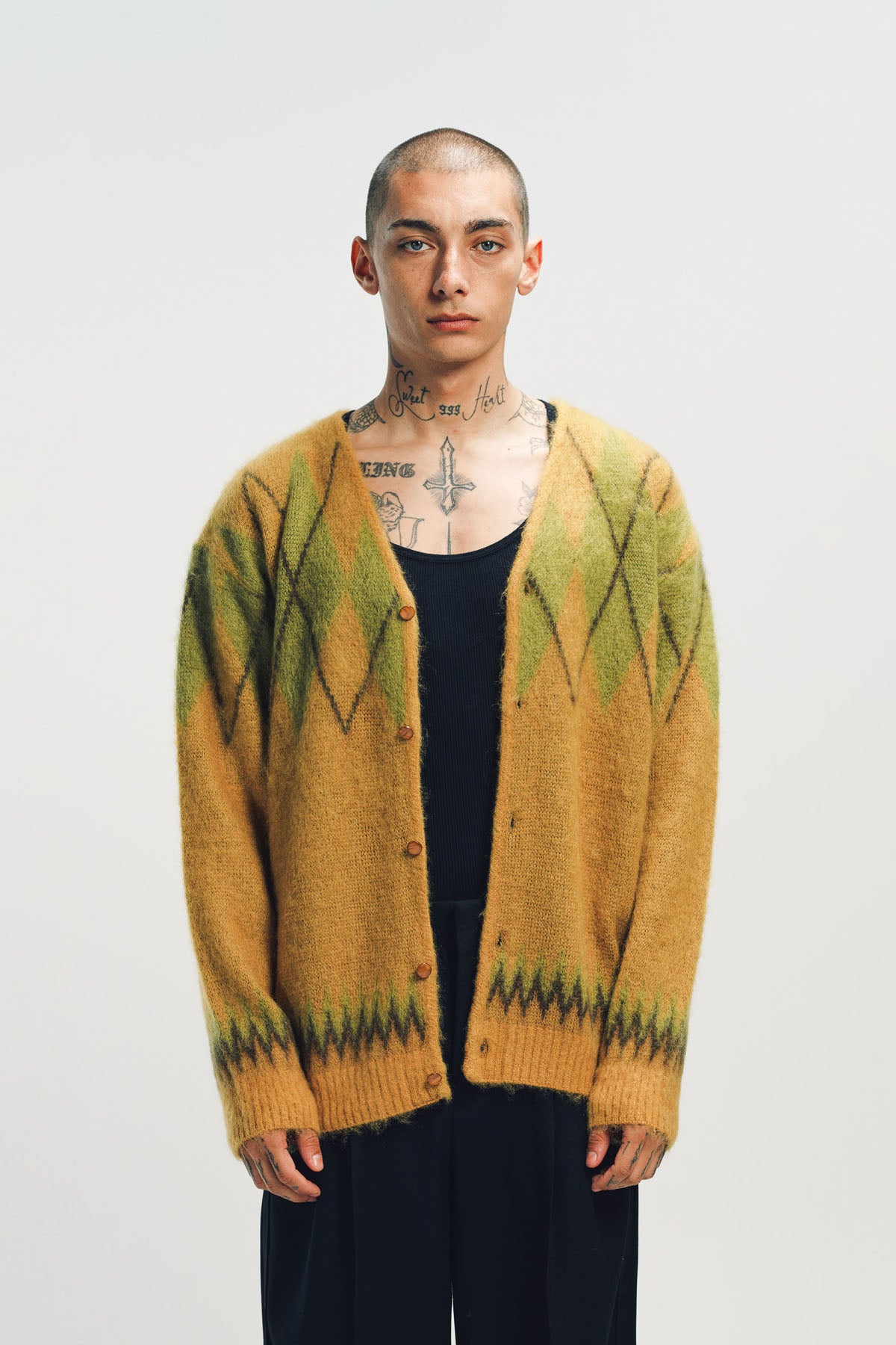 NEEDLES | ARGYLE MOHAIR CARDIGAN