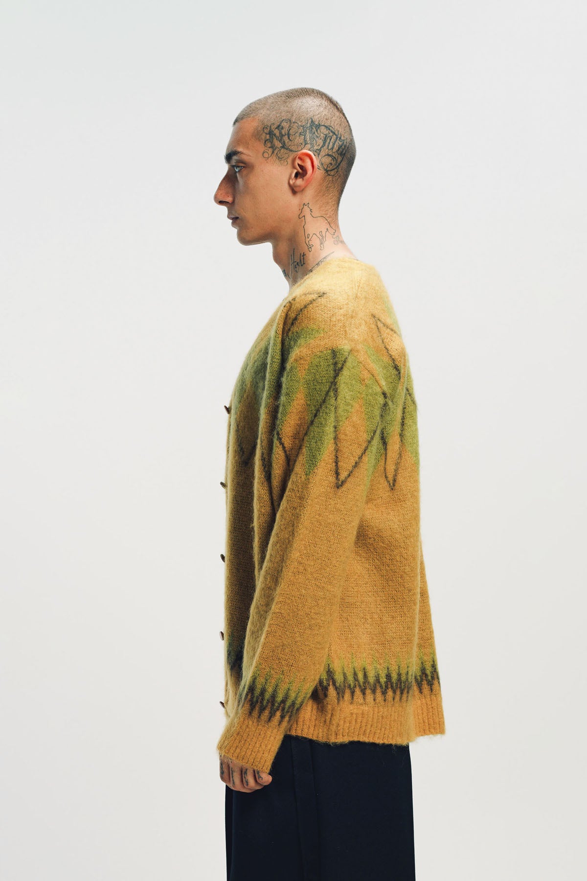 NEEDLES | ARGYLE MOHAIR CARDIGAN