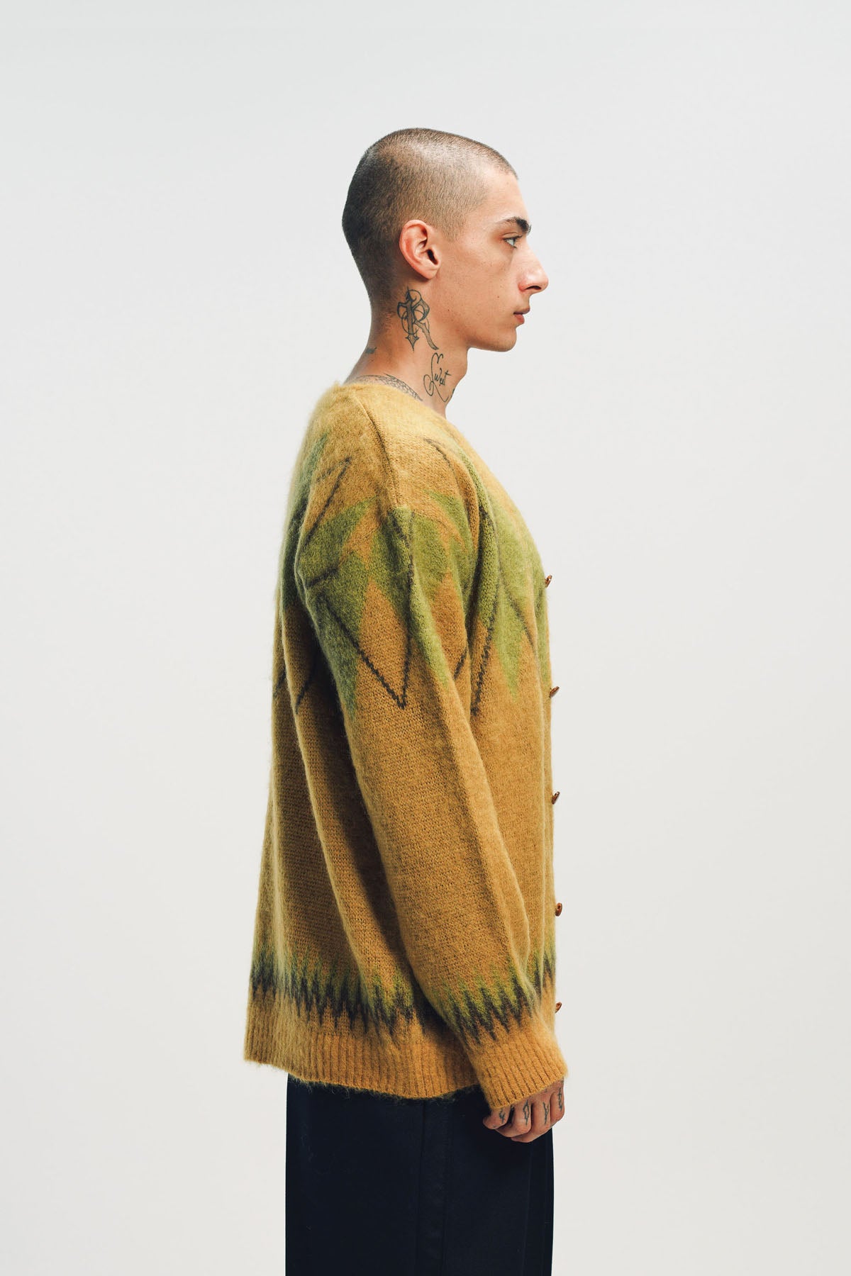 NEEDLES | ARGYLE MOHAIR CARDIGAN