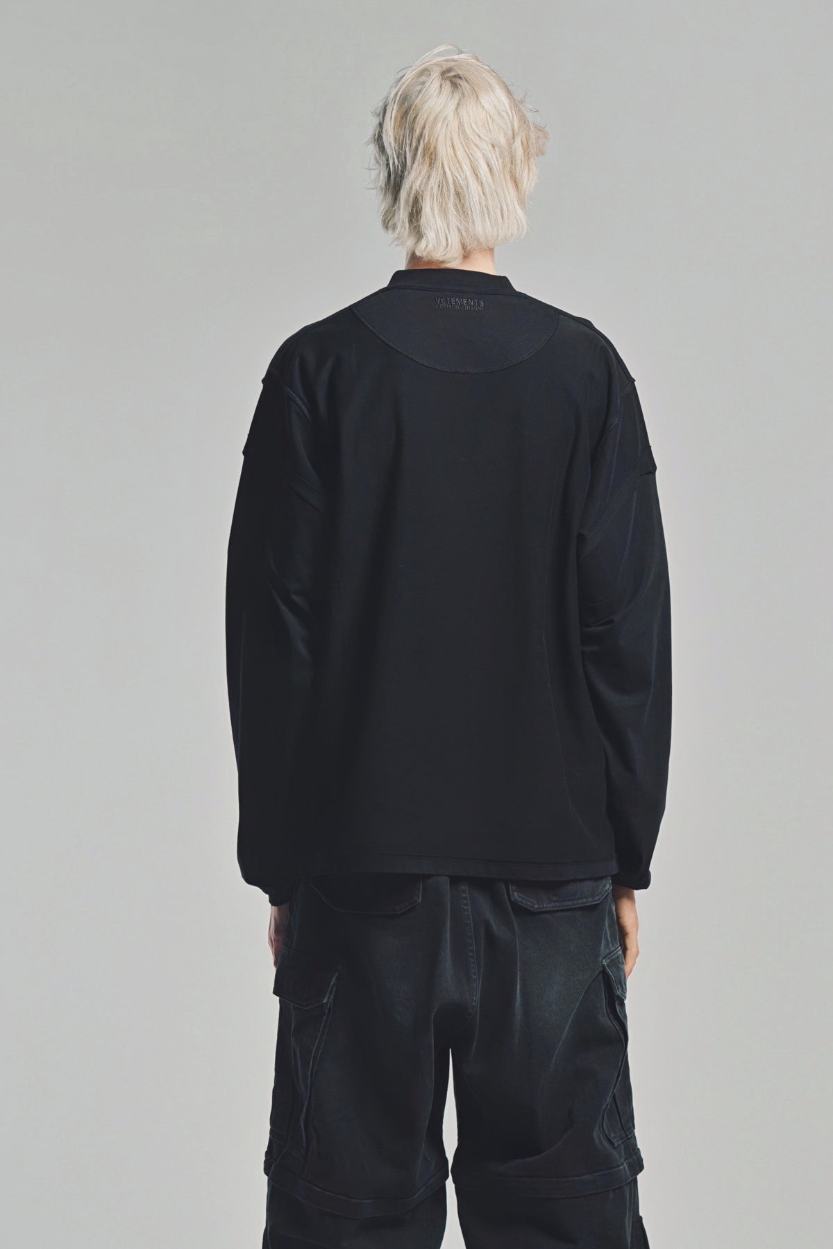 VETEMENTS | 'SHUT DOWN' EMBROIDERED REWORK LONG SLEEVE SHIRT