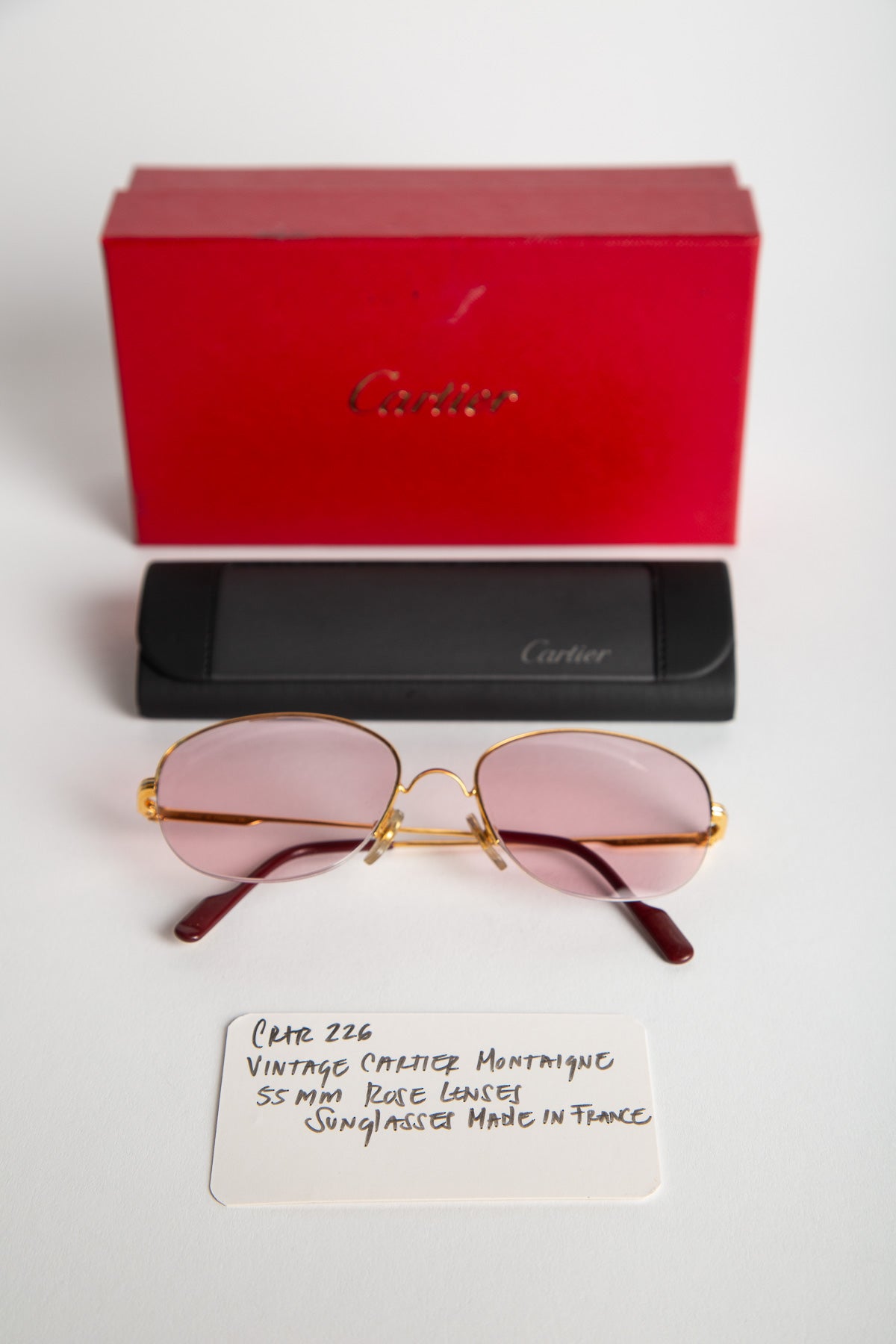 CARTIER 18K YELLOW GOLD MONTAIGNE 1/2 55 SUNGLASSES