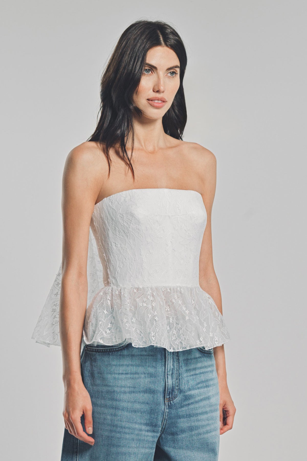 GIVENCHY | BUSTIER CAPE BACK TOP IN LACE