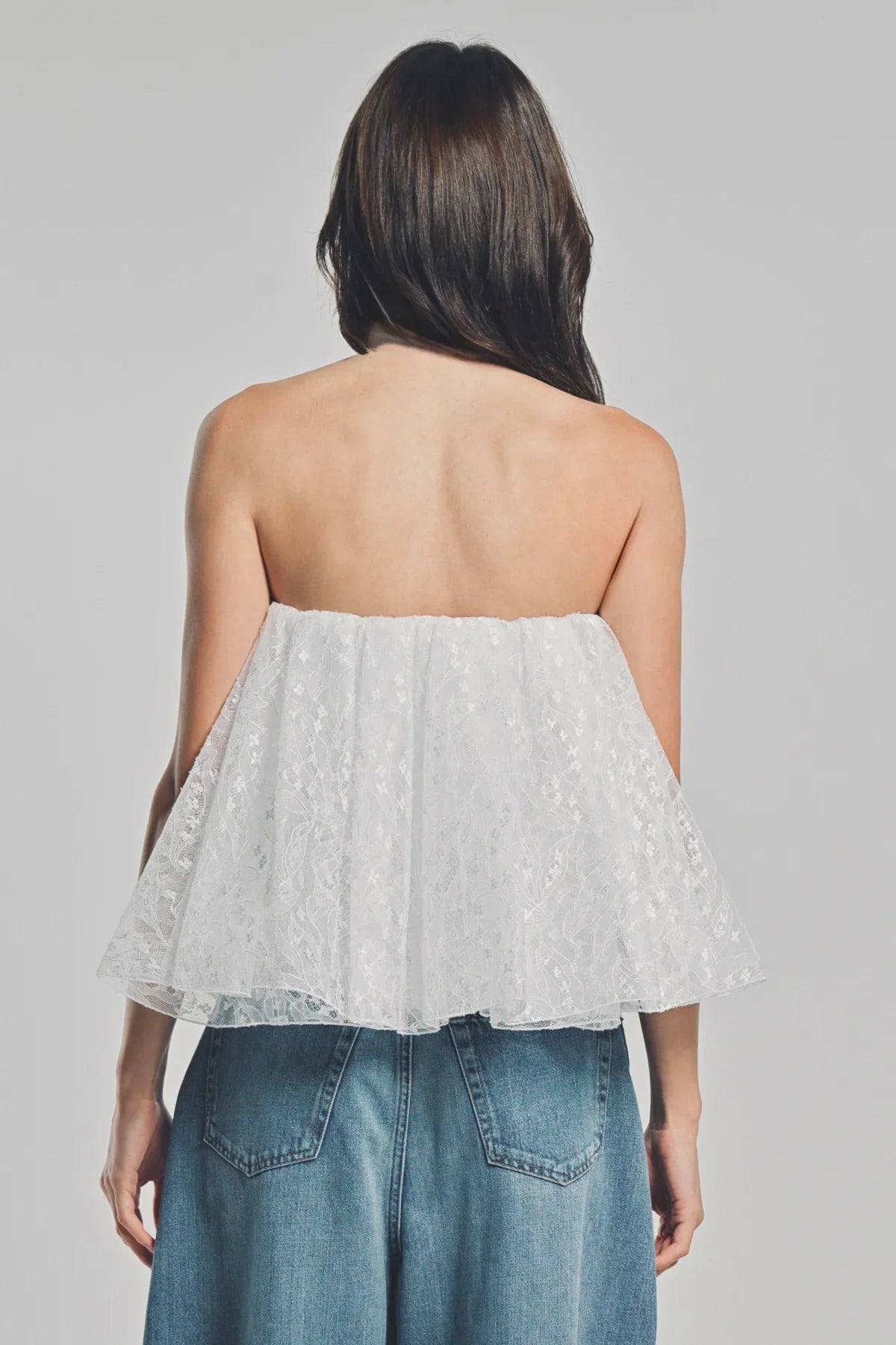 GIVENCHY | BUSTIER CAPE BACK TOP IN LACE