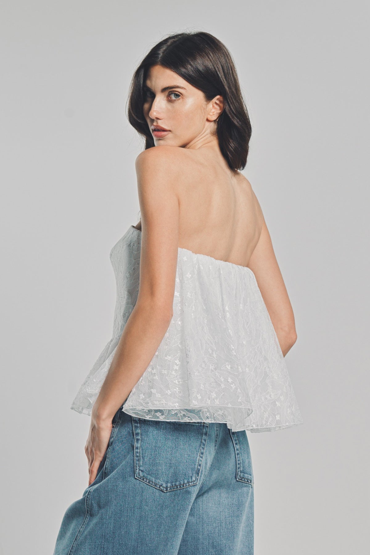 GIVENCHY | BUSTIER CAPE BACK TOP IN LACE