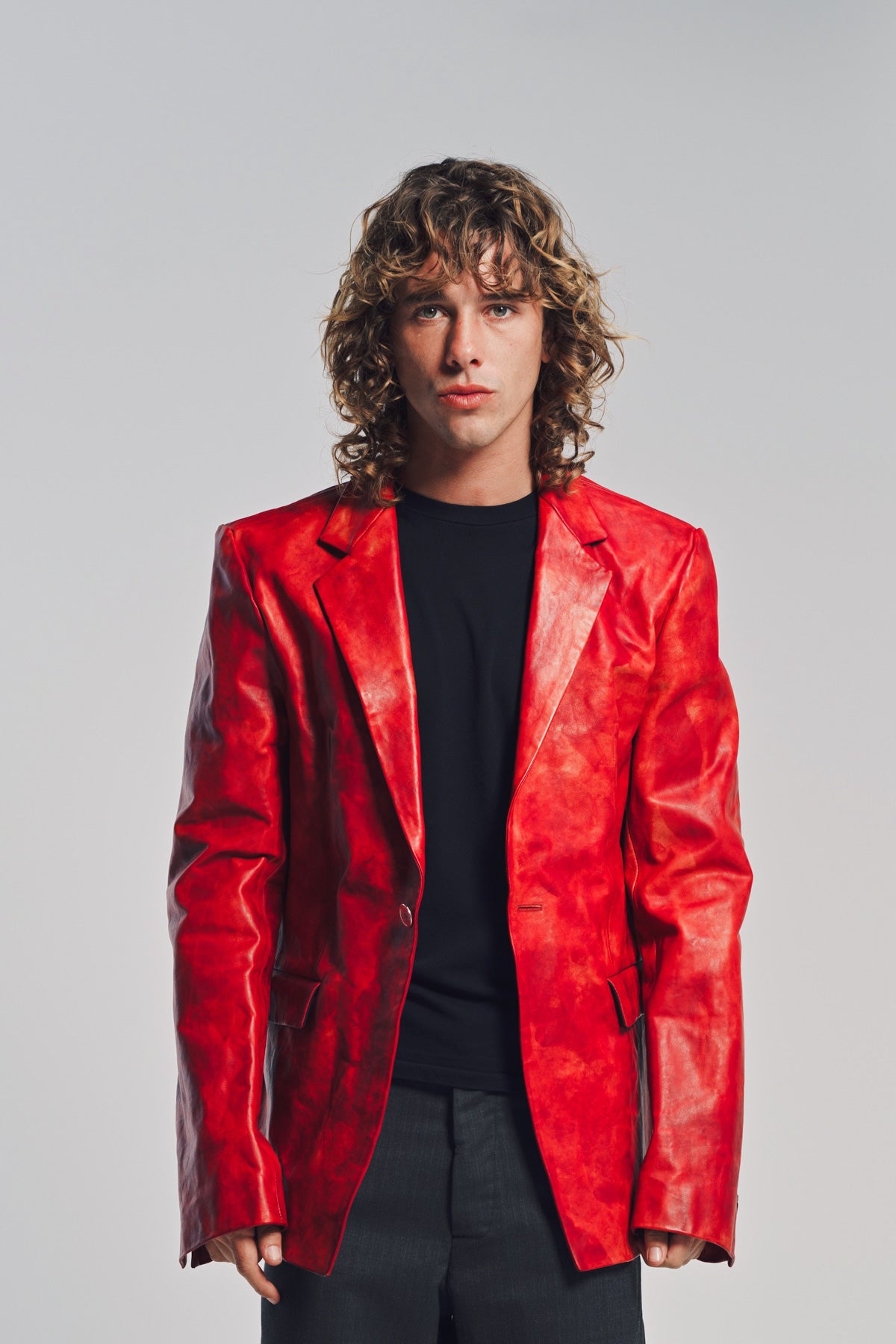 K'ANG | ONE BUTTON LEATHER BLAZER