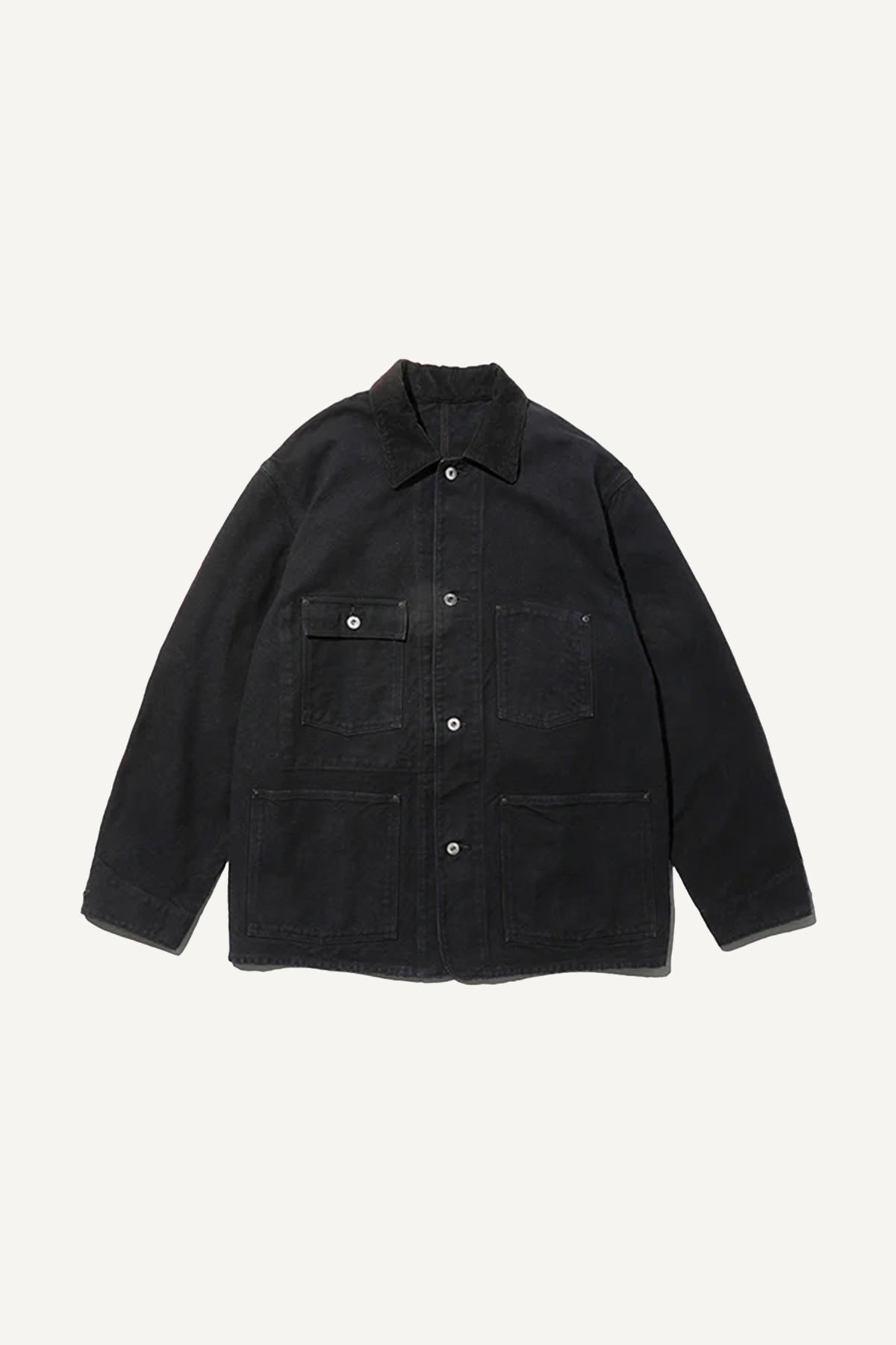 A.PRESSE リネン　Coverall Jacket A.PRESSE Vintage Corduroy-Trimmed Distressed Cotton-Blend