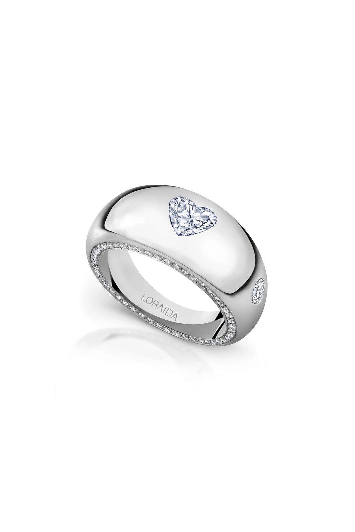 LORAIDA | 18K WHITE GOLD HEART RING - MAXFIELD LA