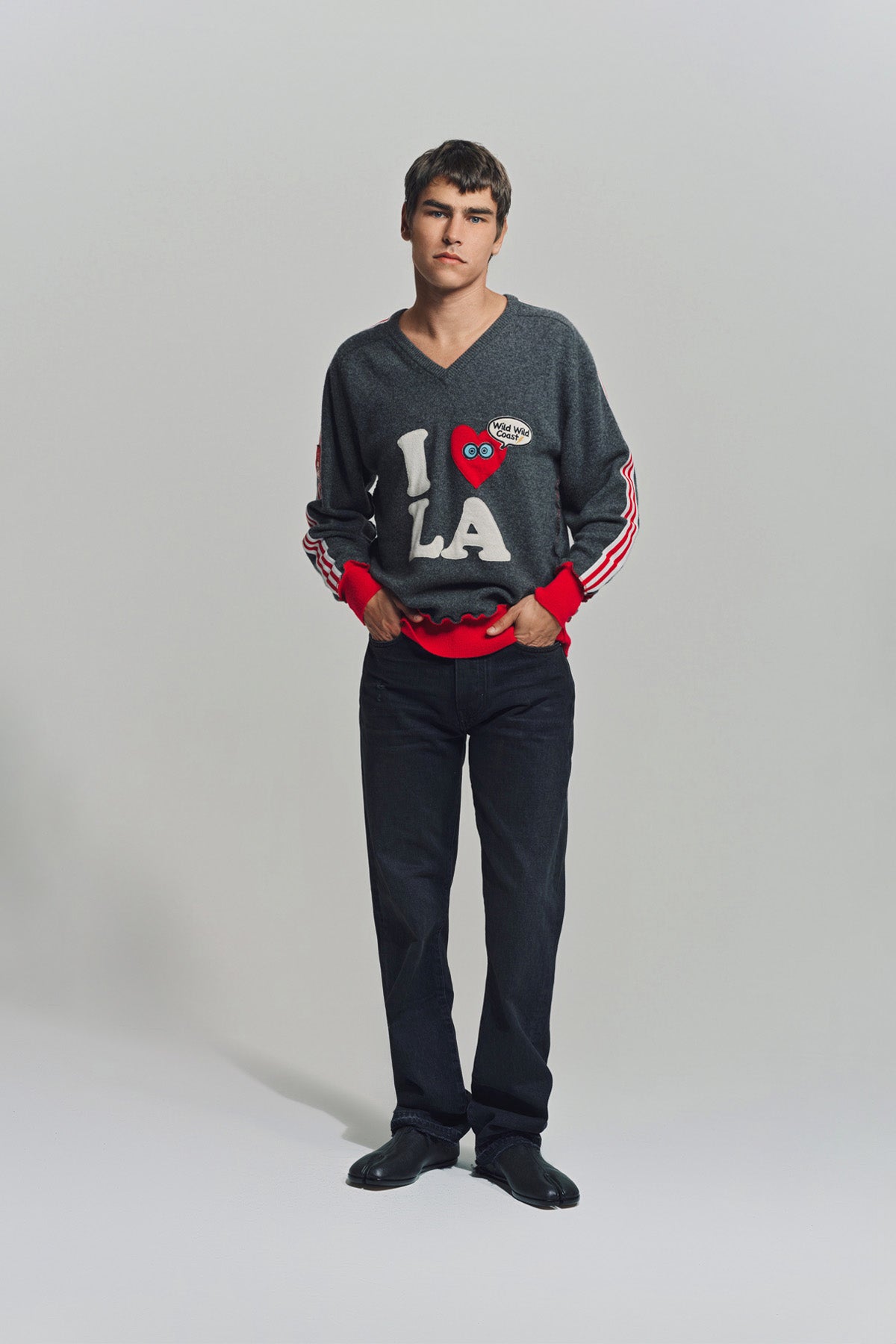 BEVERLY HILLS RECYCLER | I LOVE LA V-NECK SWEATER - MAXFIELD LA