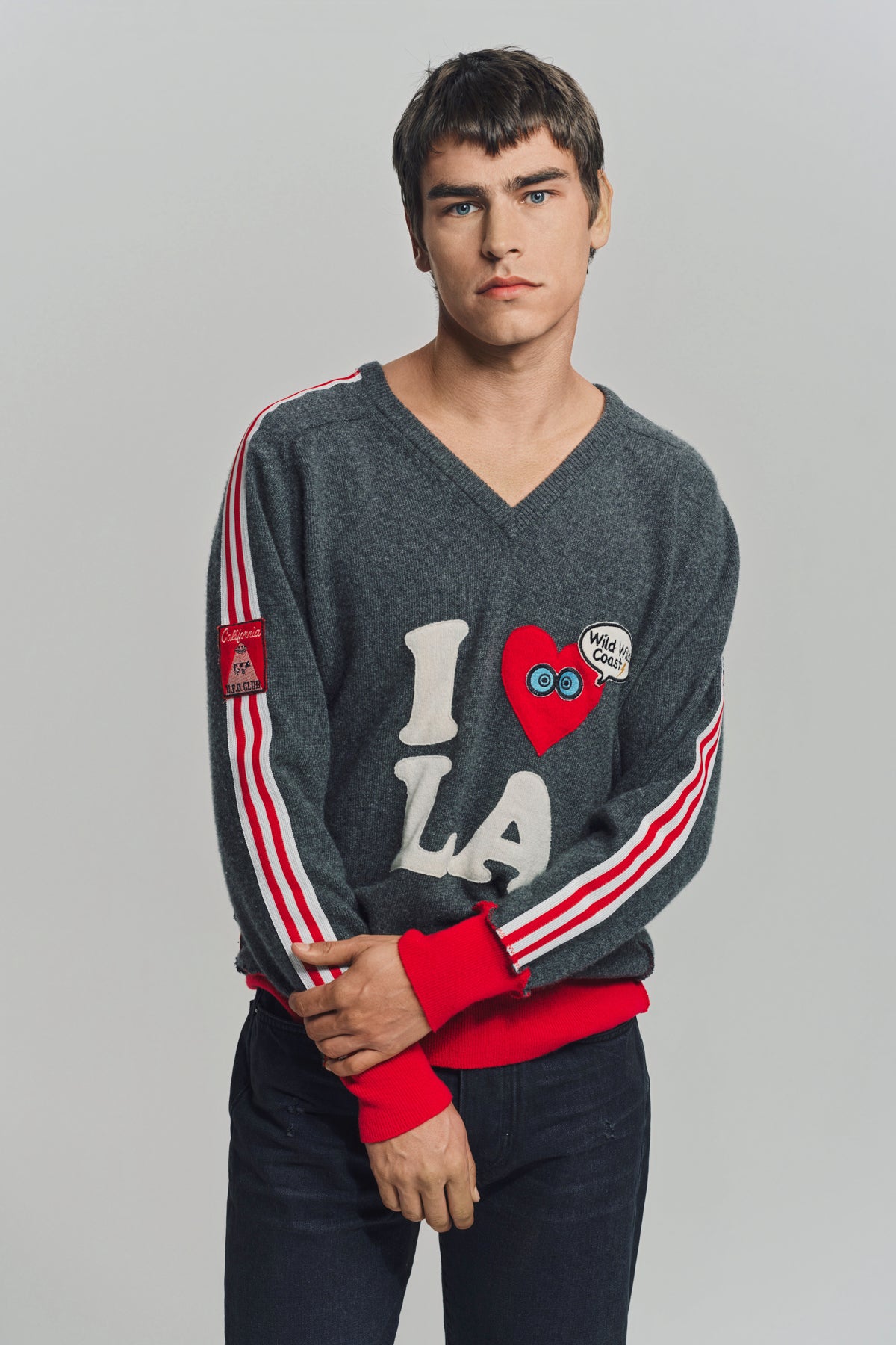 BEVERLY HILLS RECYCLER | I LOVE LA V-NECK SWEATER - MAXFIELD LA