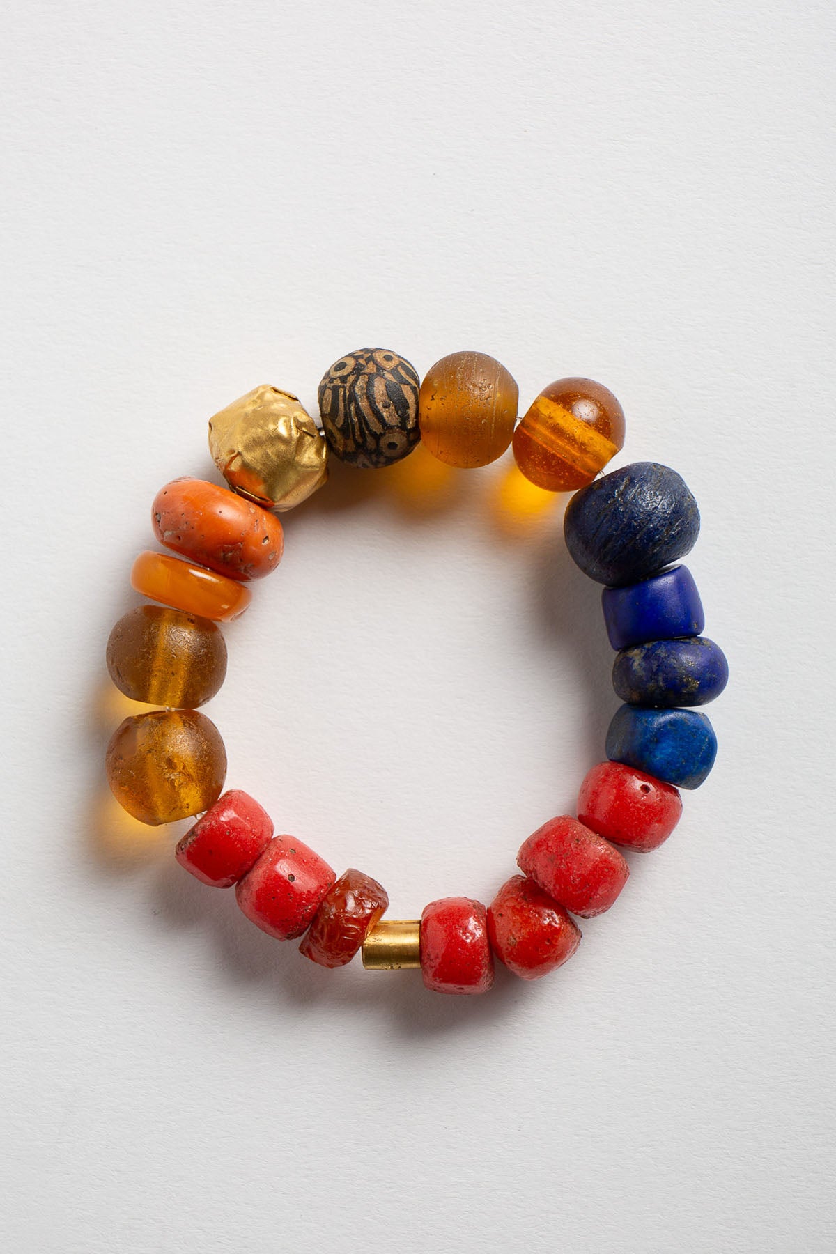 ELI HALILI | YELLOW GOLD CORAL, LAPIS, & AMBER BRACELET