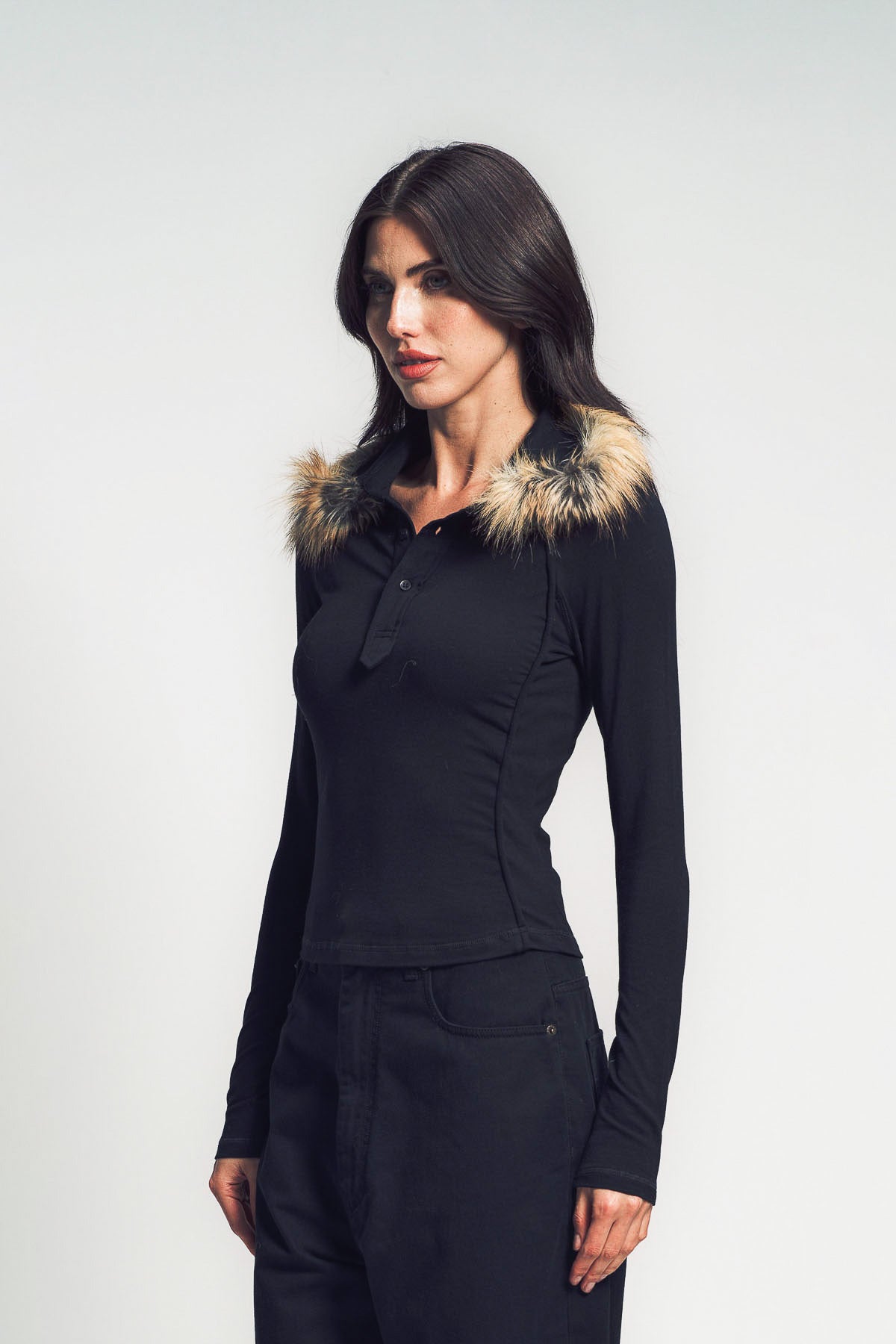 OTTOLINGER | FURRY LONG SLEEVE POLO