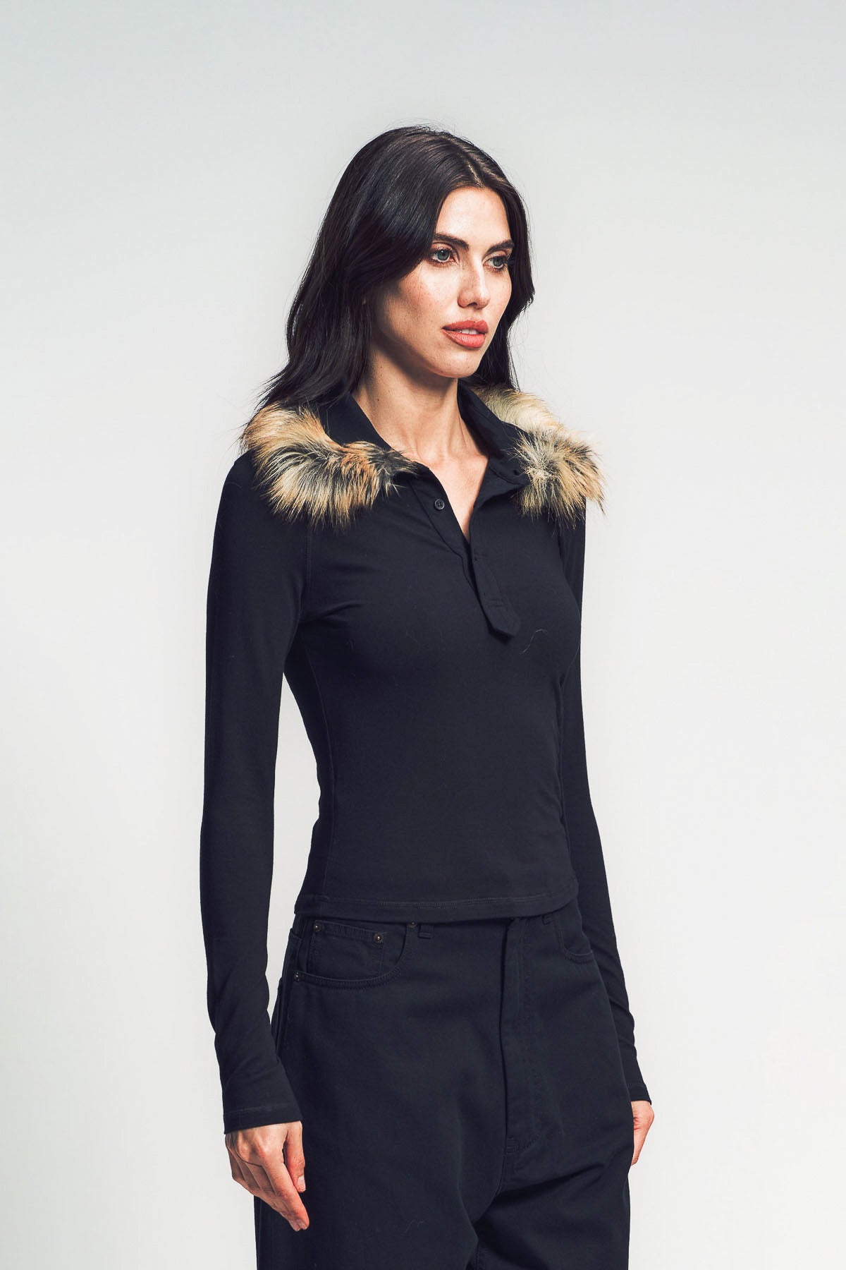 OTTOLINGER | FURRY LONG SLEEVE POLO