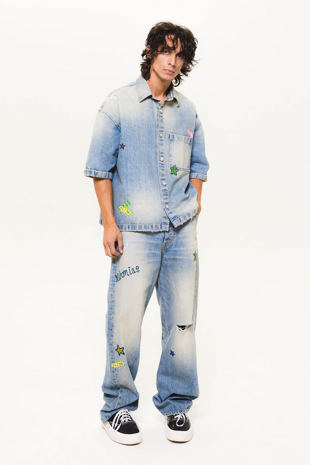 NAHMIAS | BANDAID BAGGY JEANS - MAXFIELD LA