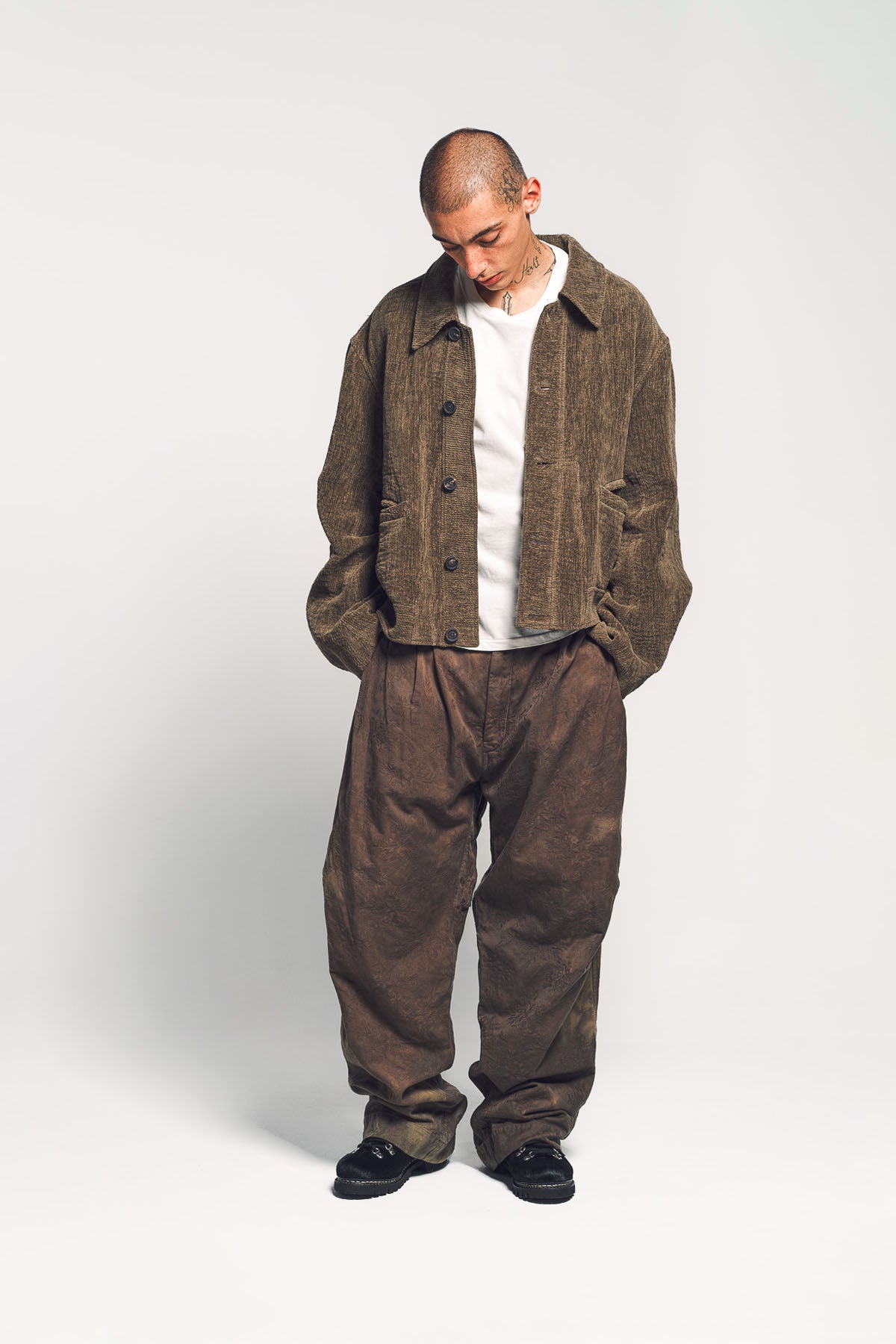 ZIGGY CHEN | CHENILLE CLOTH CROPPED WORKER JACKET