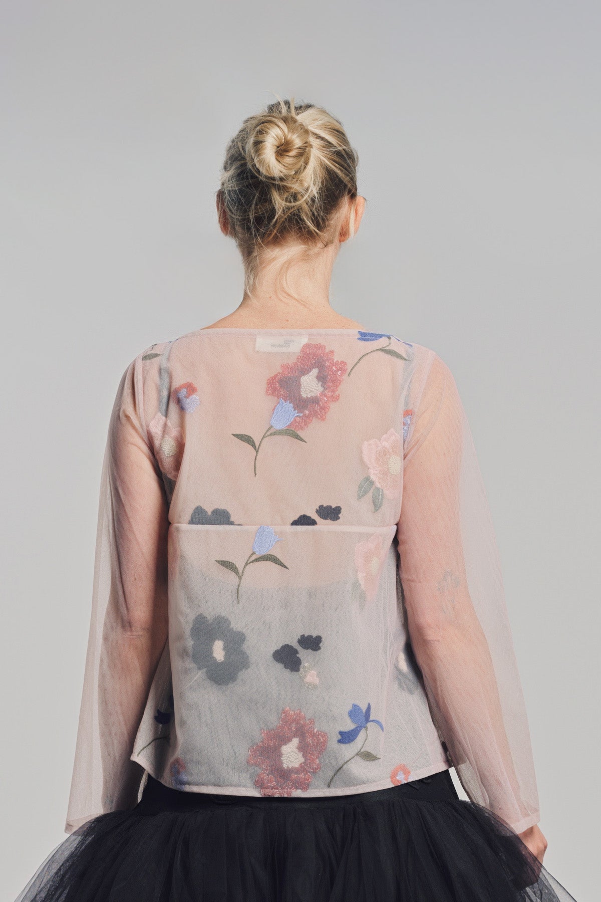 CAROLINE HU | FLORAL BEAD LONG SLEEVE BLOUSE