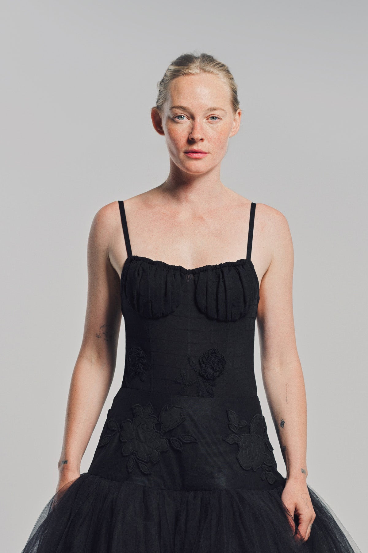 CAROLINE HU | ROSES EMBROIDERED BODYSUIT