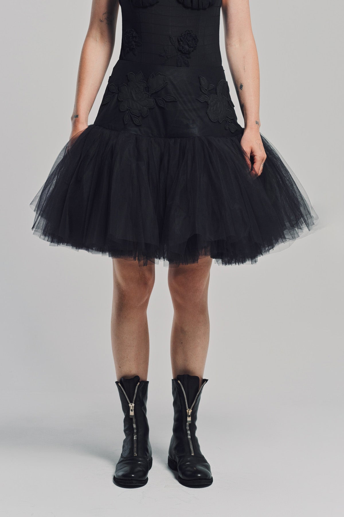 CAROLINE HU | FLORAL QUILTED TUTU SKIRT
