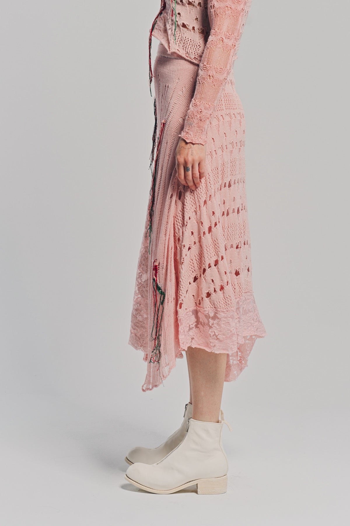 CAROLINE HU | COLLAGING FLORAL KNIT SKIRT