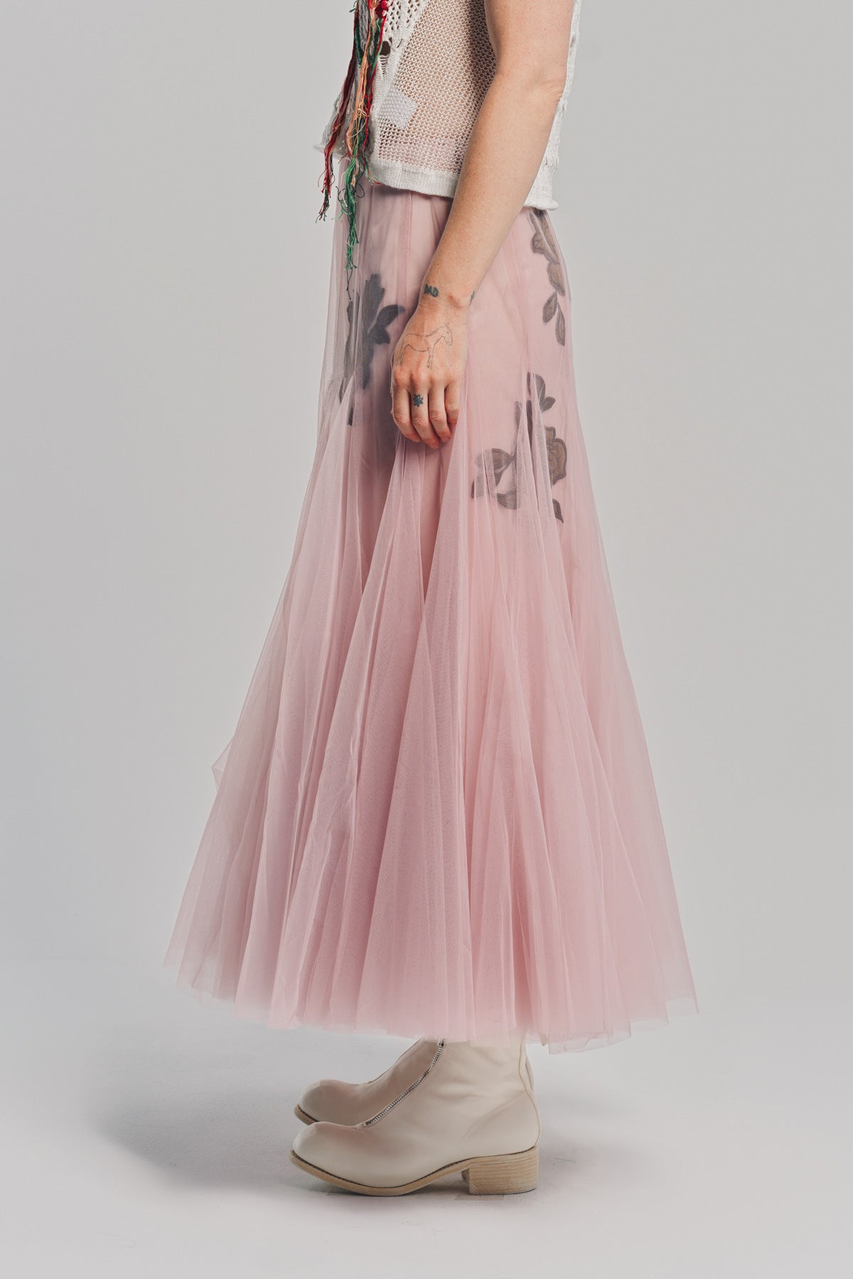 CAROLINE HU | FLORAL QUILTED TULLE SKIRT
