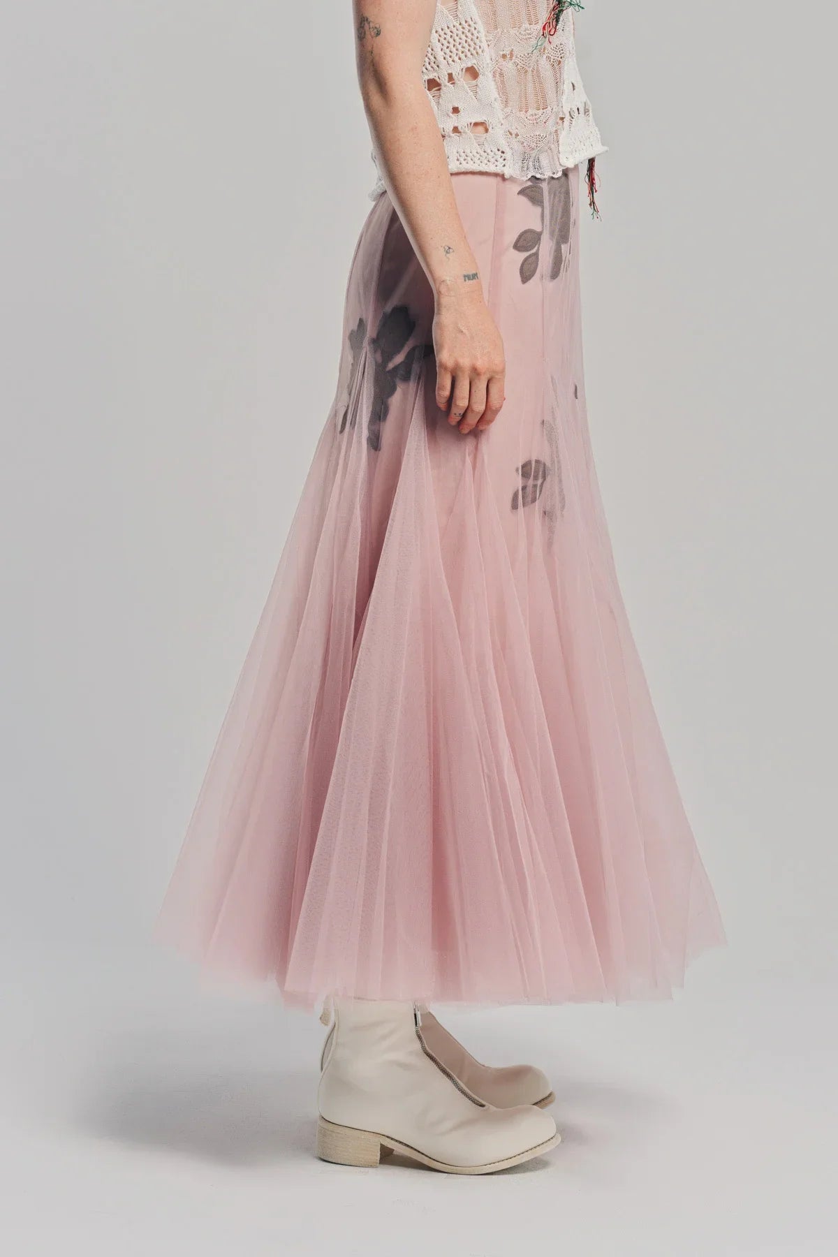 CAROLINE HU | FLORAL QUILTED TULLE SKIRT