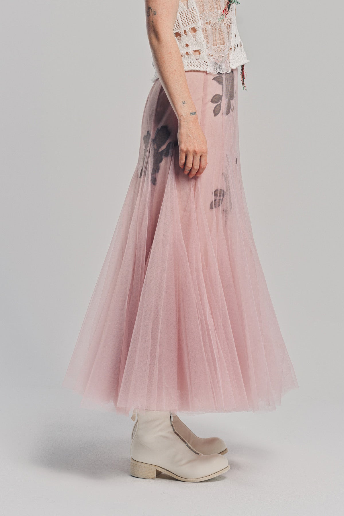 CAROLINE HU | FLORAL QUILTED TULLE SKIRT
