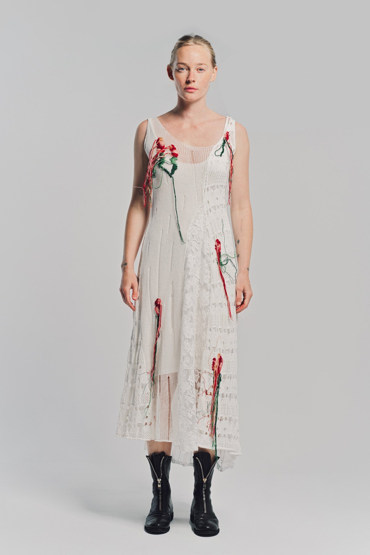 CAROLINE HU | COLLAGING FLORAL KNIT DRESS