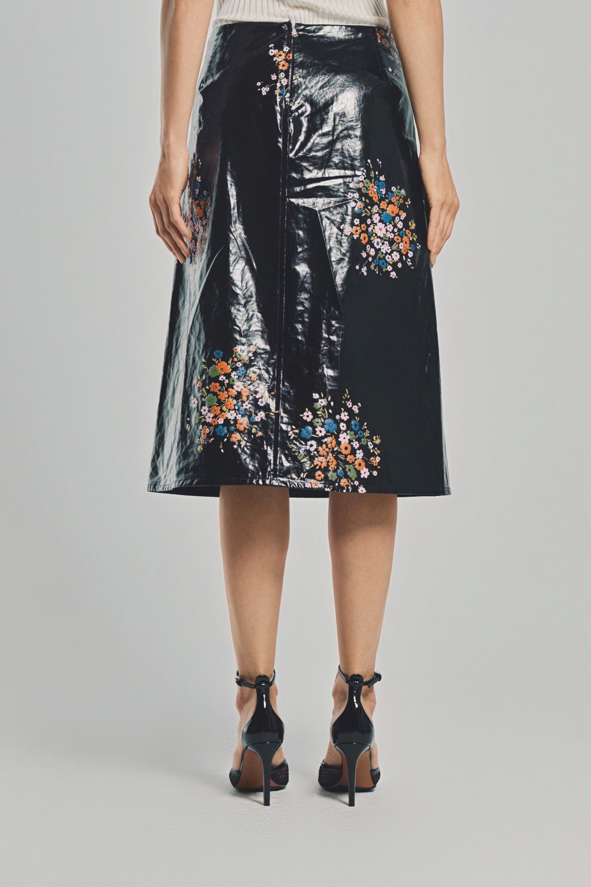 JIL SANDER | PATENT LINEN PRINTED SKIRT