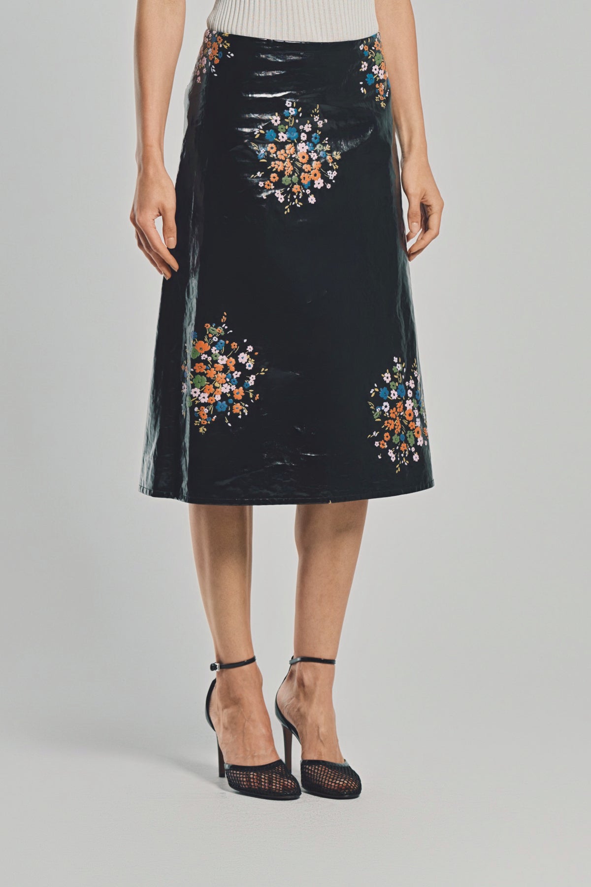 JIL SANDER | PATENT LINEN PRINTED SKIRT