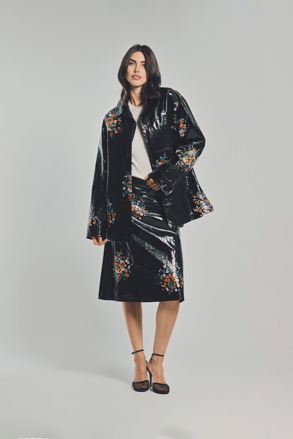 JIL SANDER | PATENT LINEN PRINTED OVERSHIRT