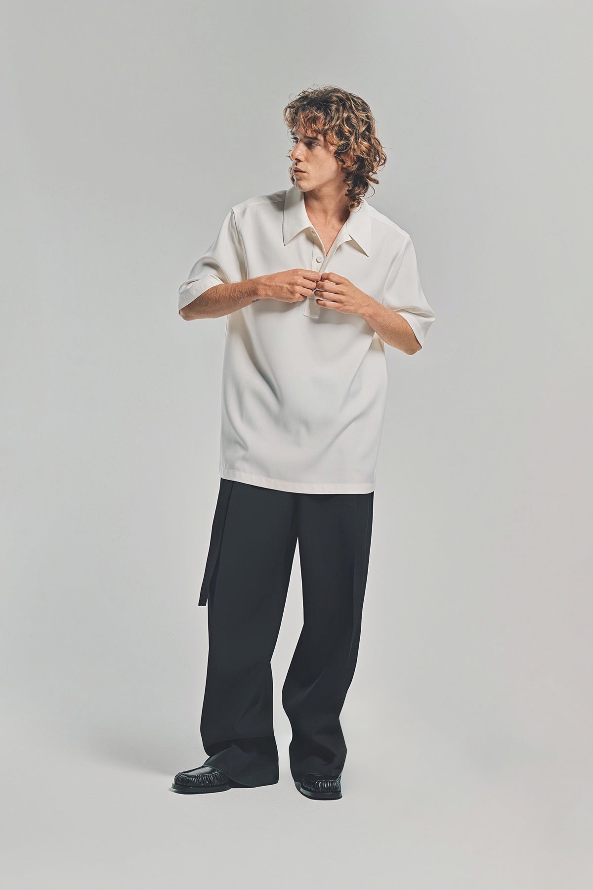 JIL SANDER | WOOL CANVAS POLO SHIRT