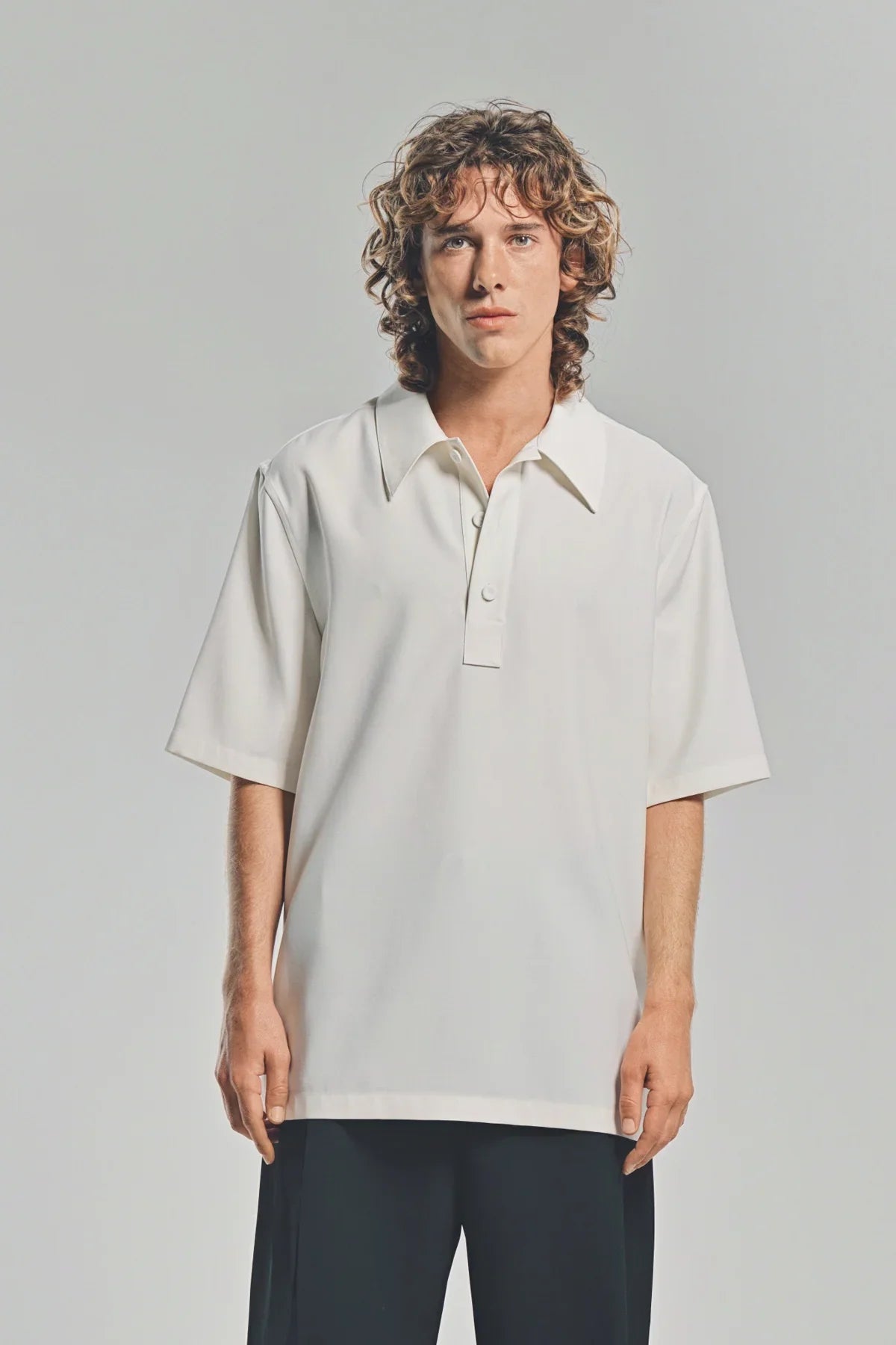 JIL SANDER | WOOL CANVAS POLO SHIRT