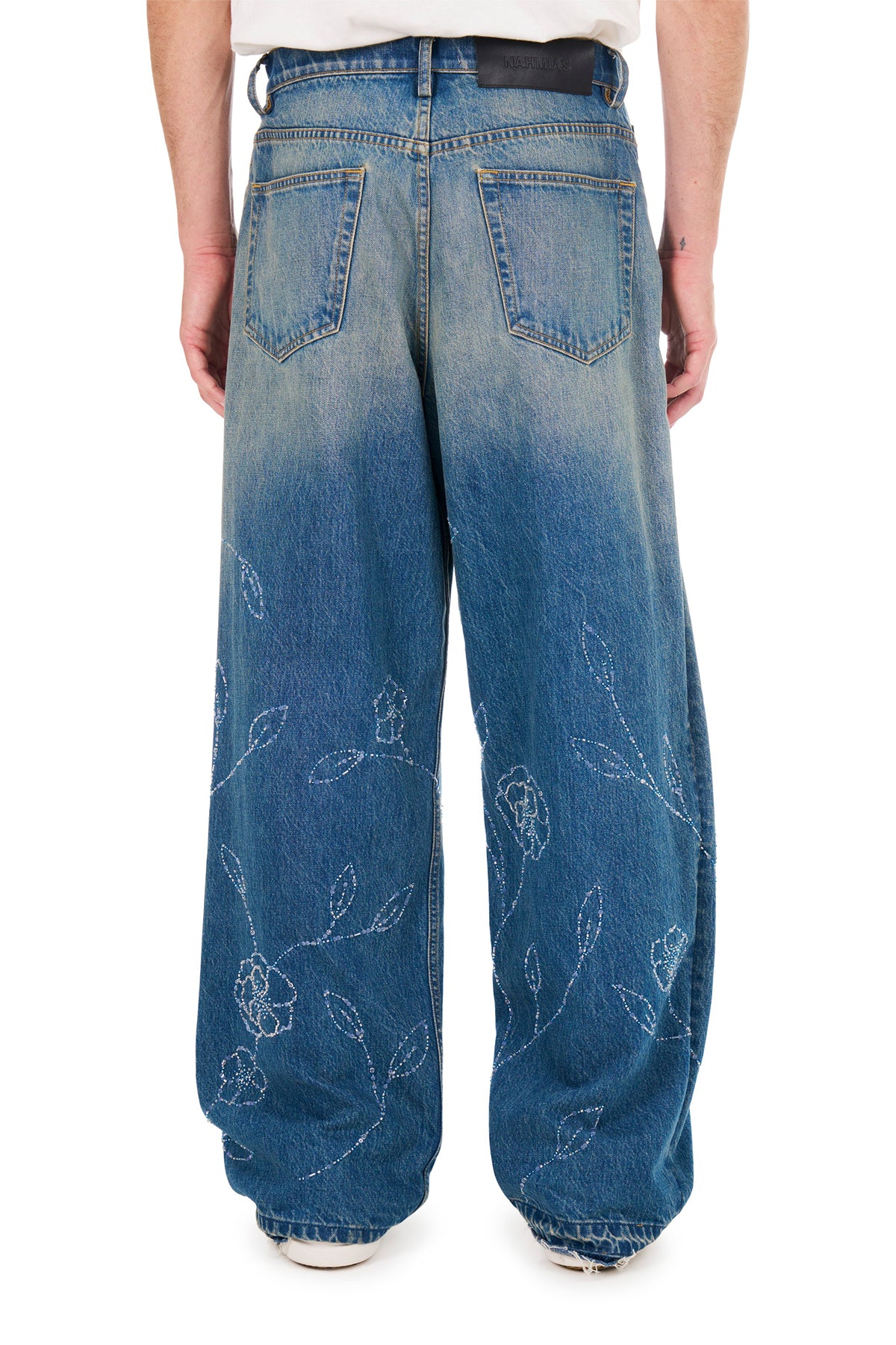 NAHMIAS | BEADED WIDE LEG JEANS - MAXFIELD LA