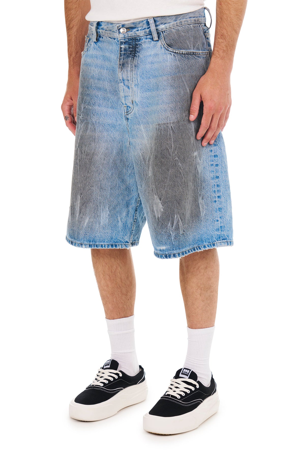 NAHMIAS | THRASHED BAGGY 5-POCKET SHORTS