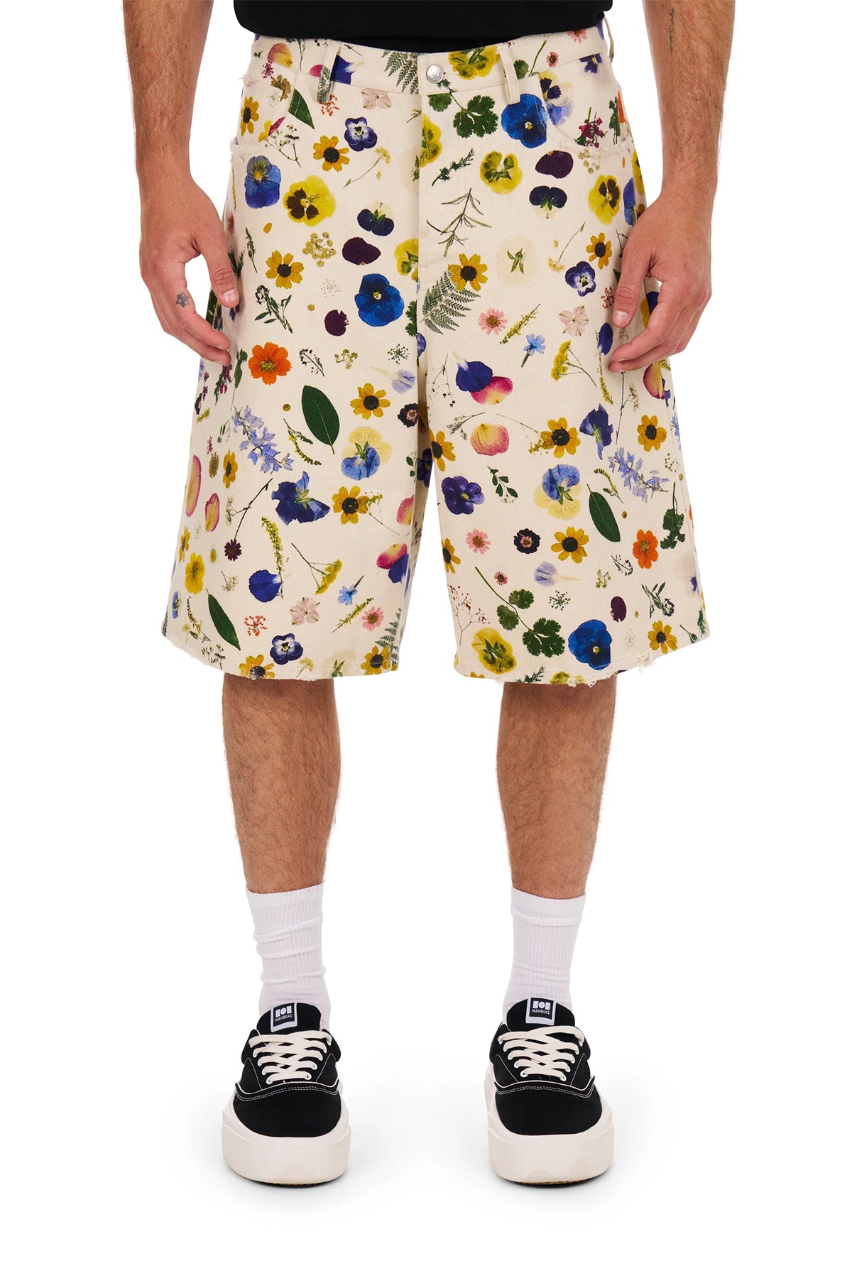 NAHMIAS | FLORAL BAGGY 5-POCKET SHORTS